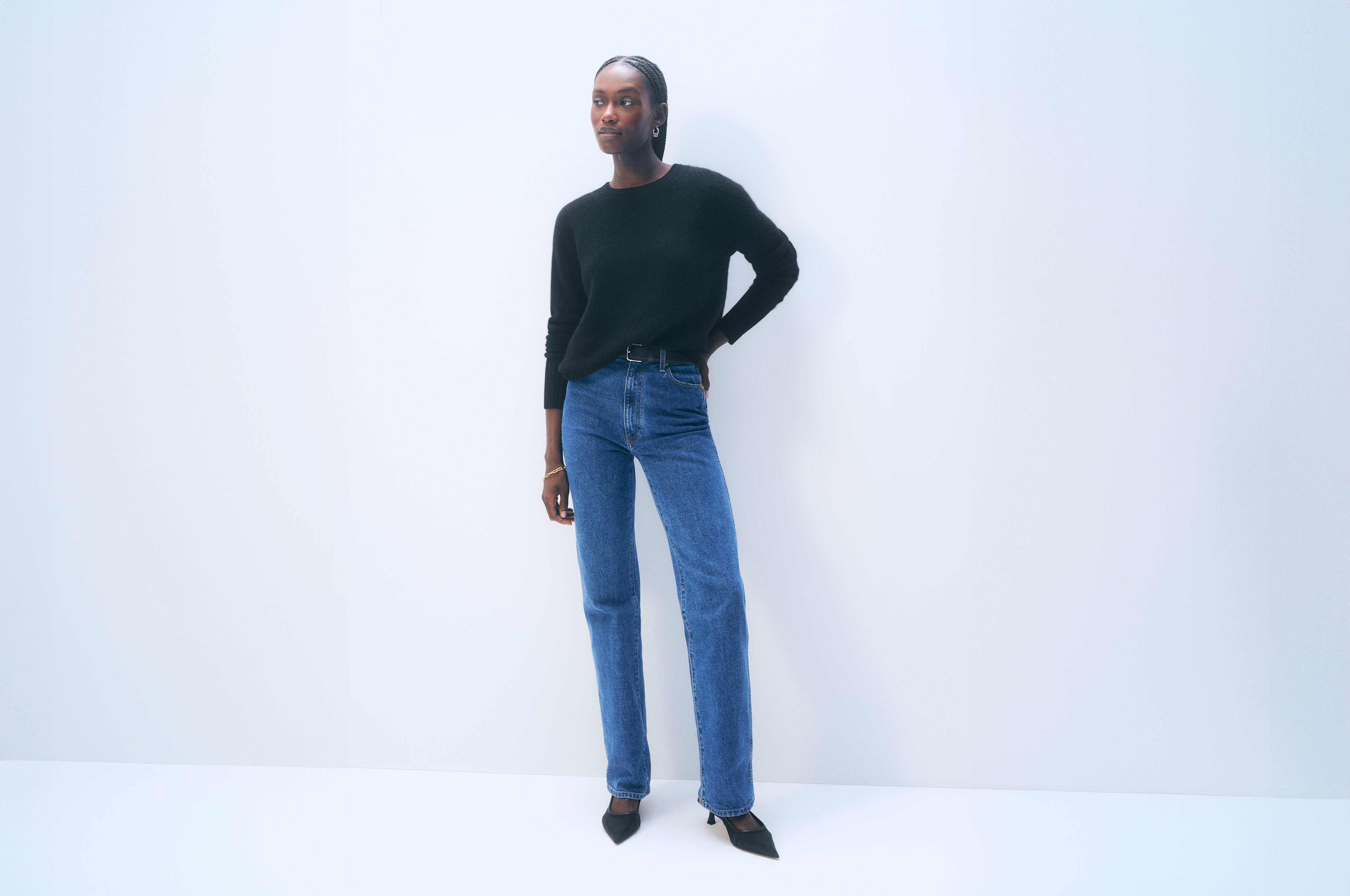 Cashmere Waffle Sweatshirt | Black