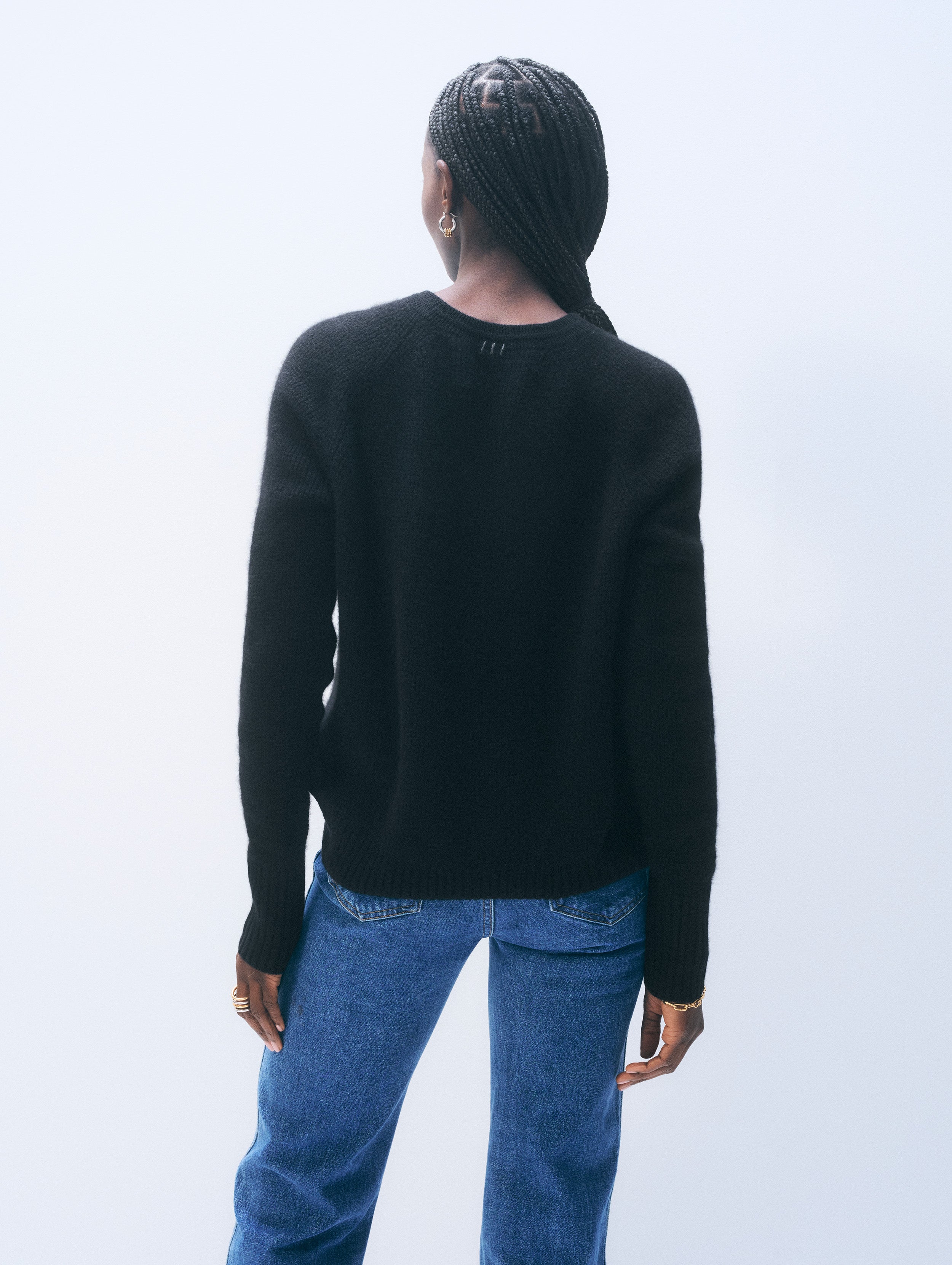 Cashmere Waffle Sweatshirt | Black
