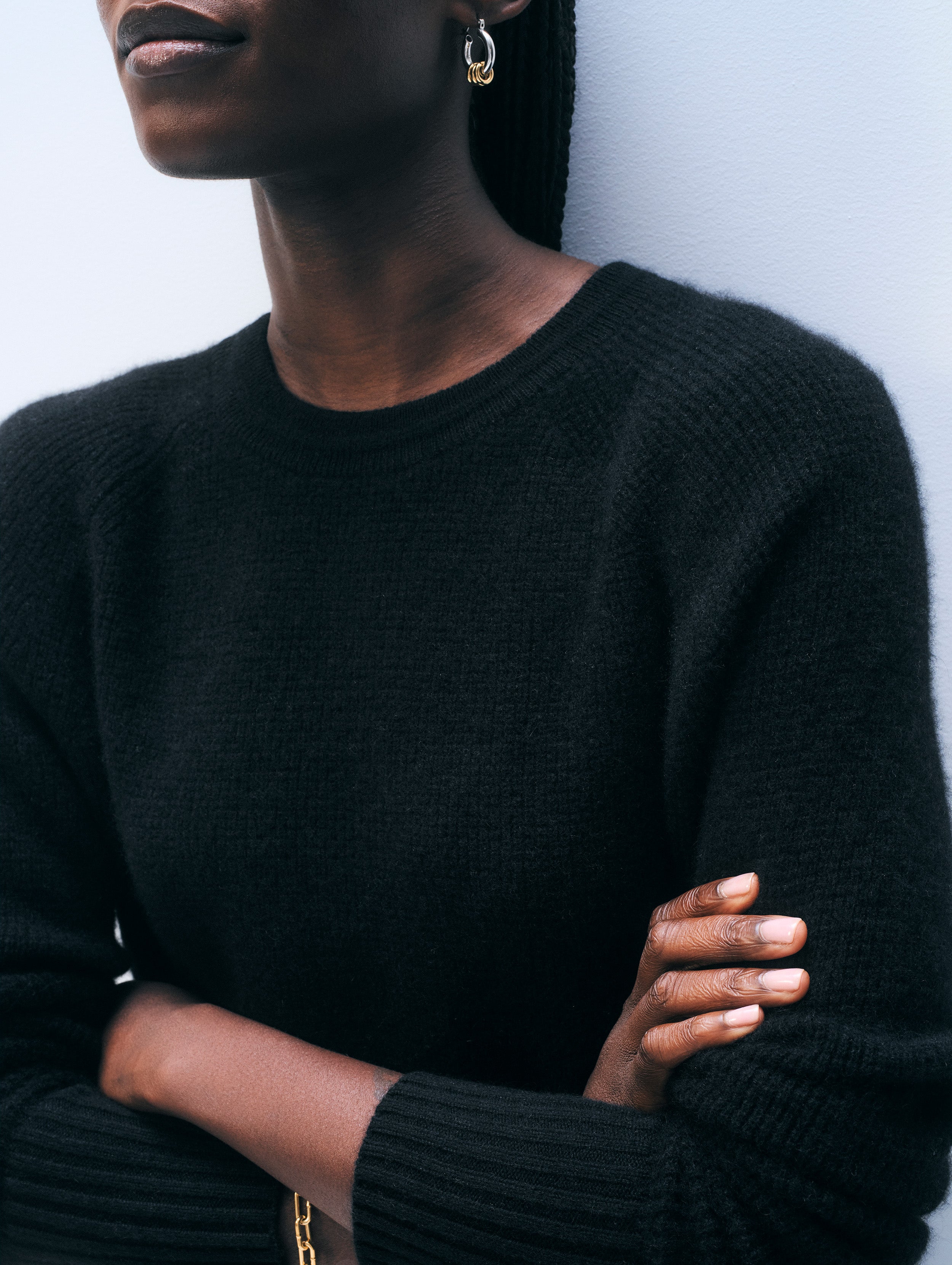 Cashmere Waffle Sweatshirt | Black