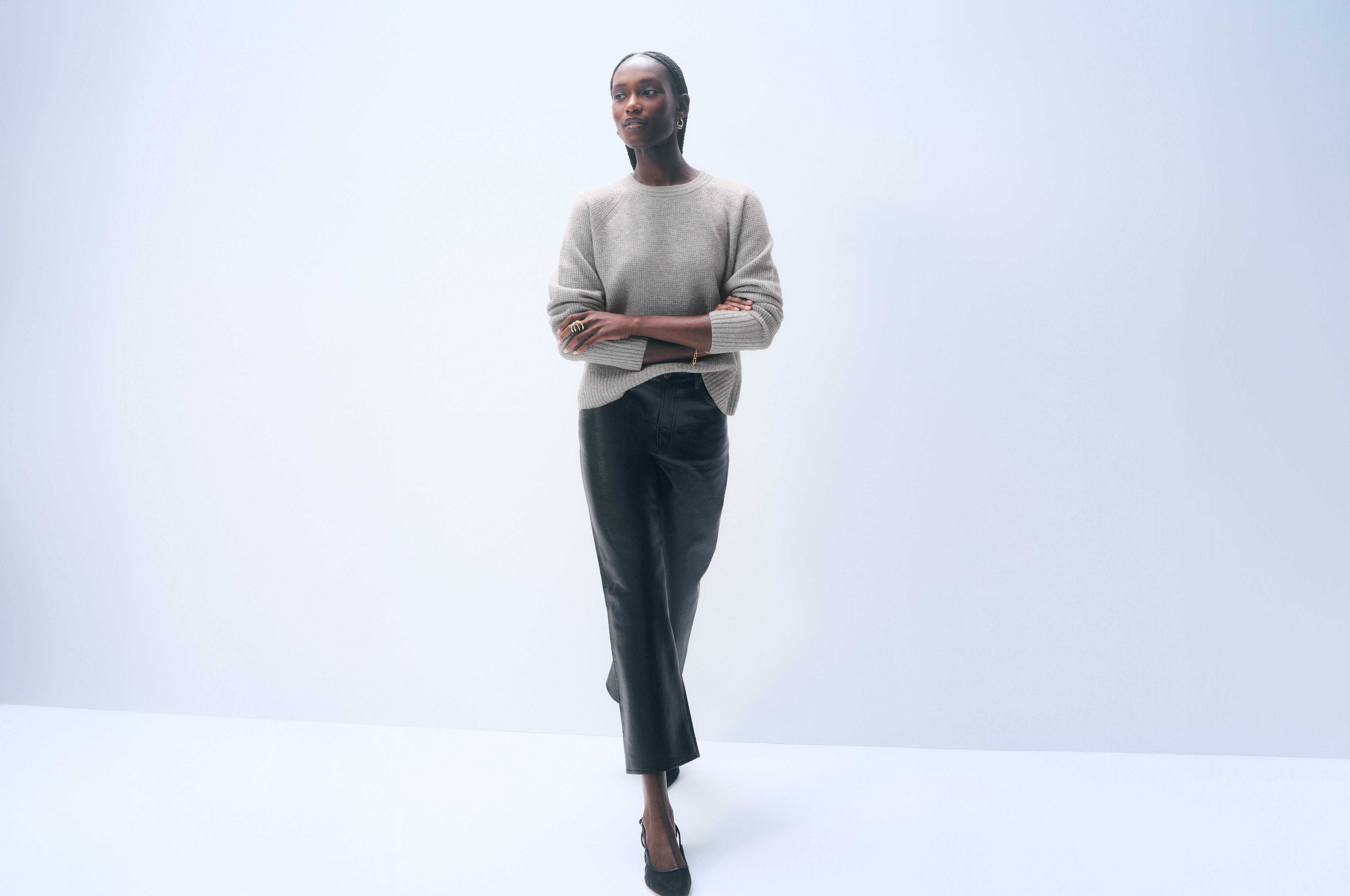 Cashmere Waffle Sweatshirt | Grey Heather