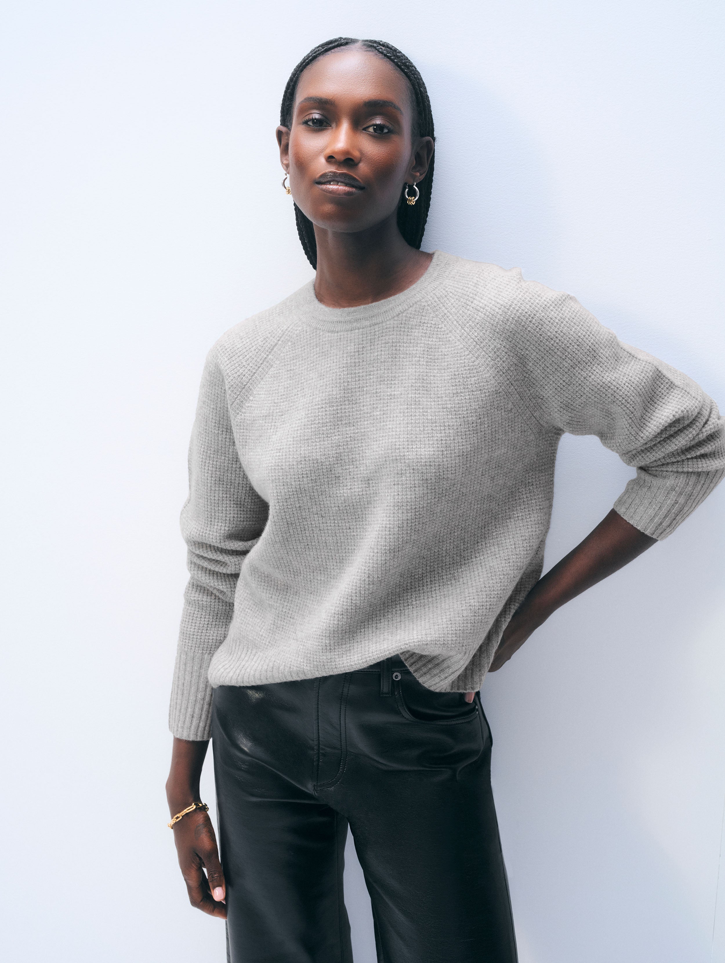 Cashmere Waffle Sweatshirt | Grey Heather