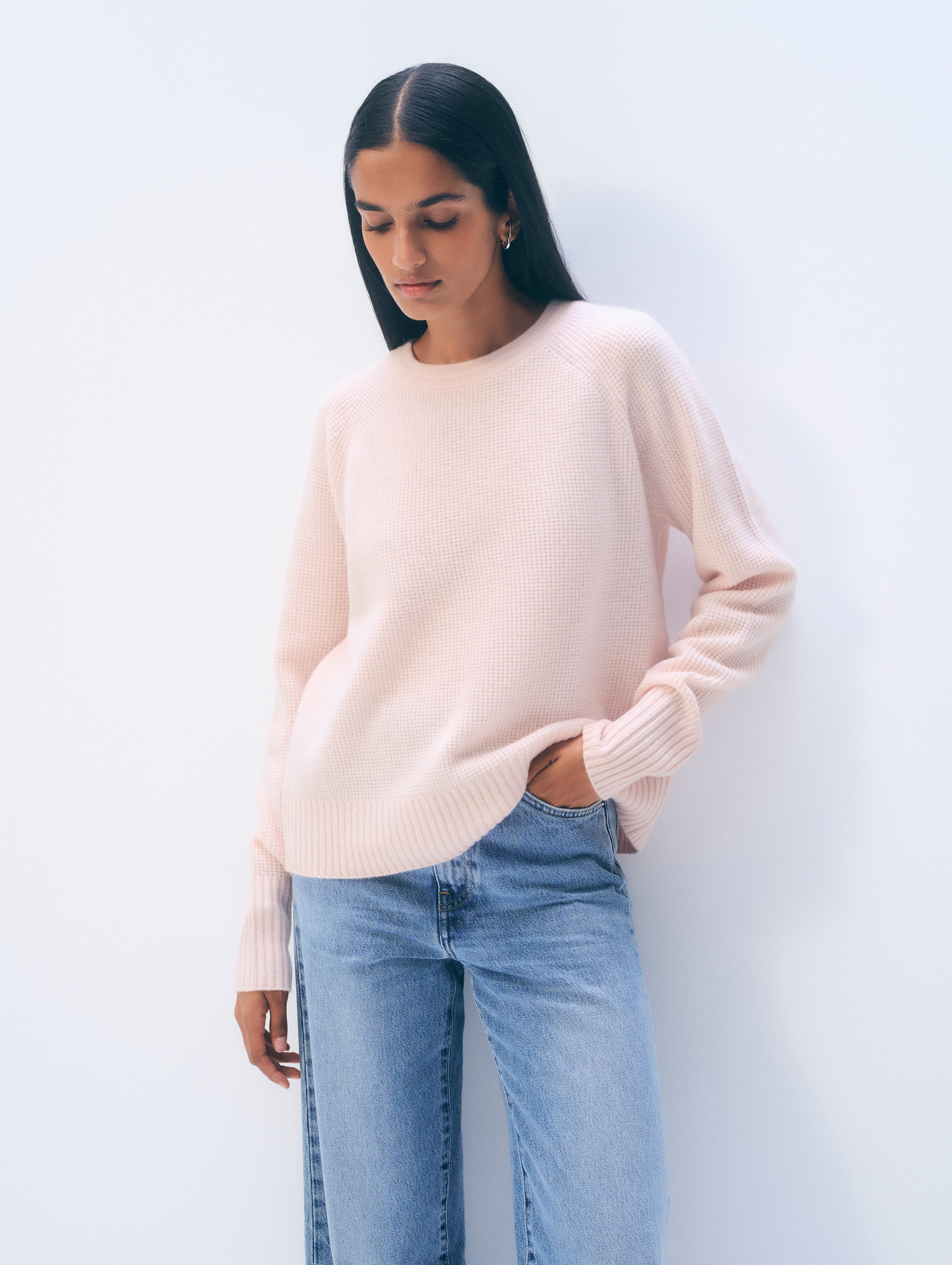 Cashmere Waffle Sweatshirt | Pink Sand