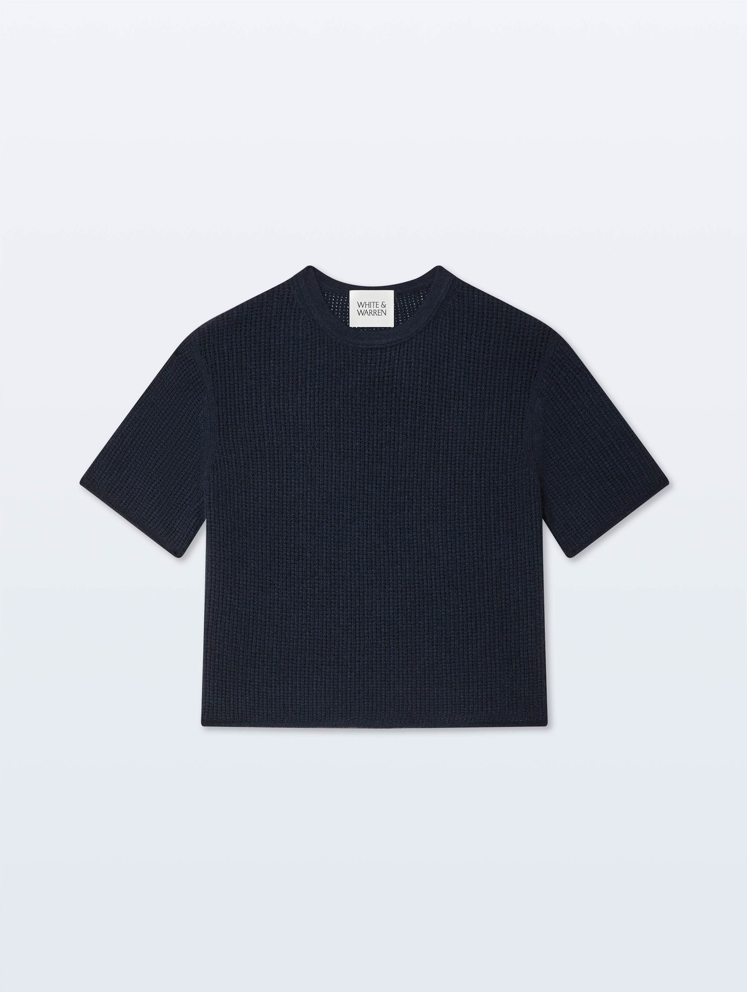 Cashmere Waffle Mesh Tee | Deep Navy