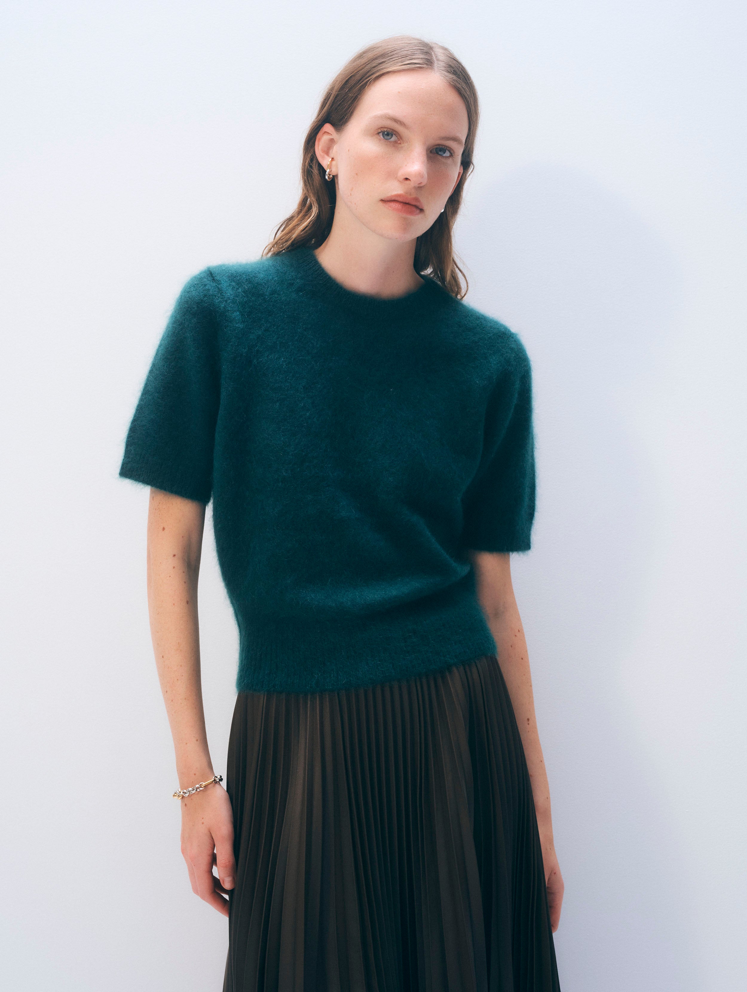 Brushed Cashmere Tee | Tealwood Green