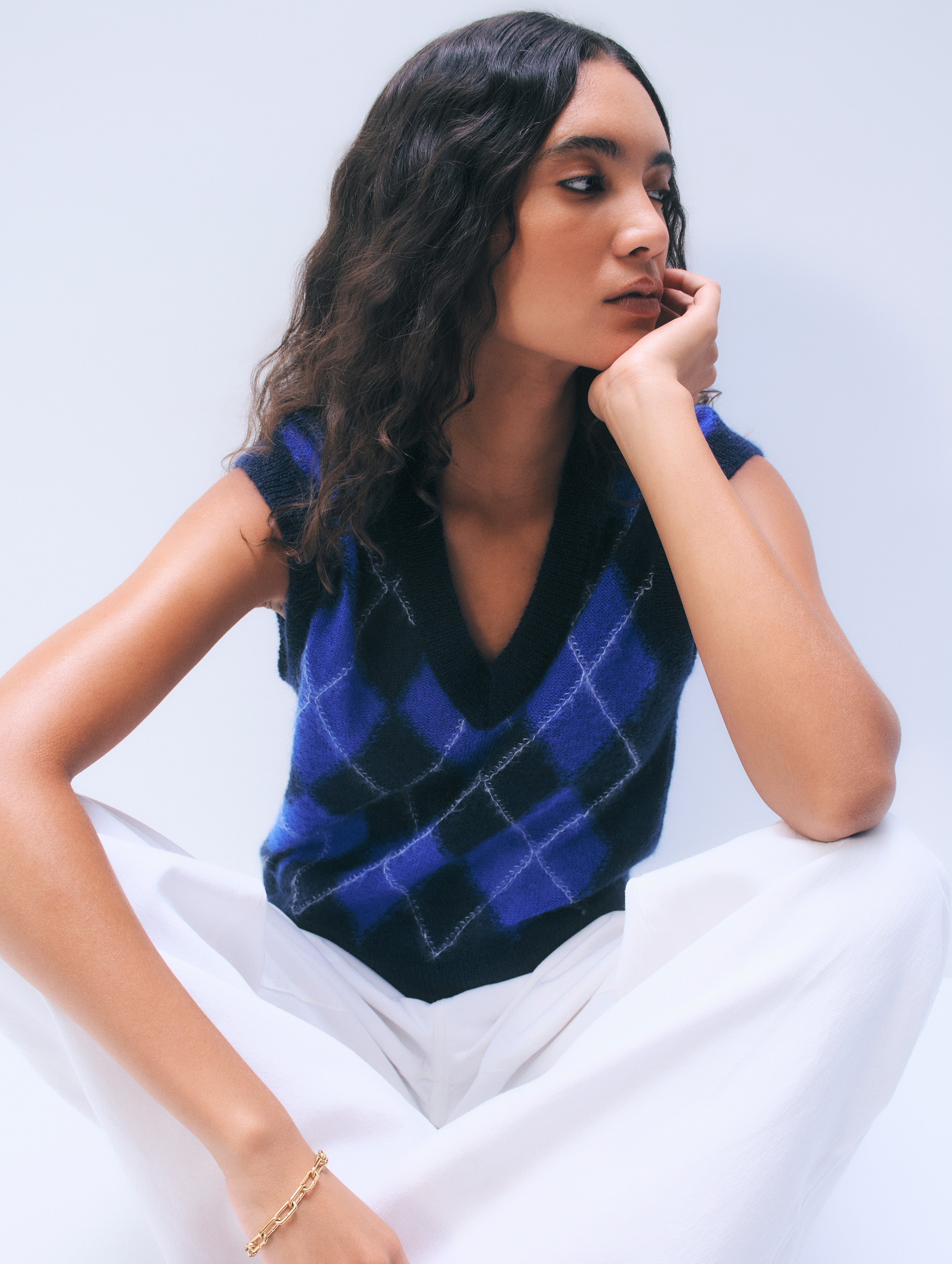 Mohair Luxe Argyle Vest