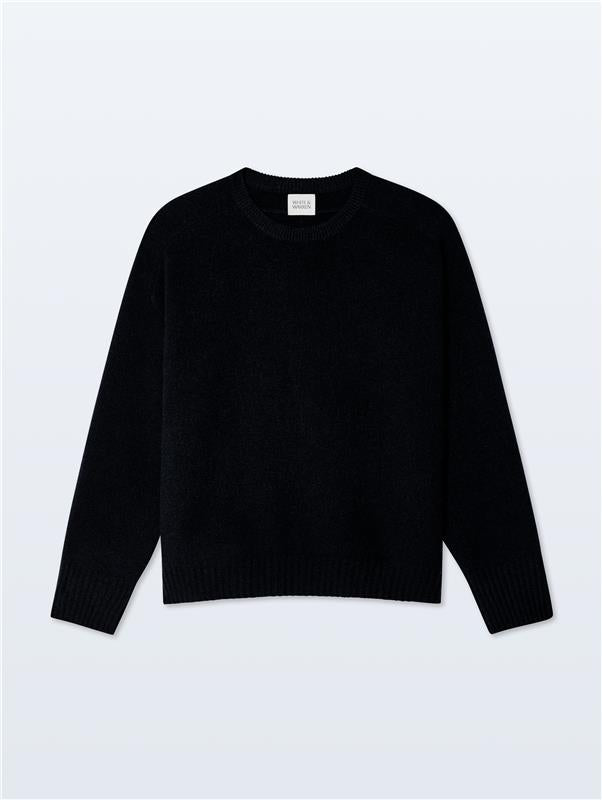 Cashmere Saddle Sleeve Crewneck | Black