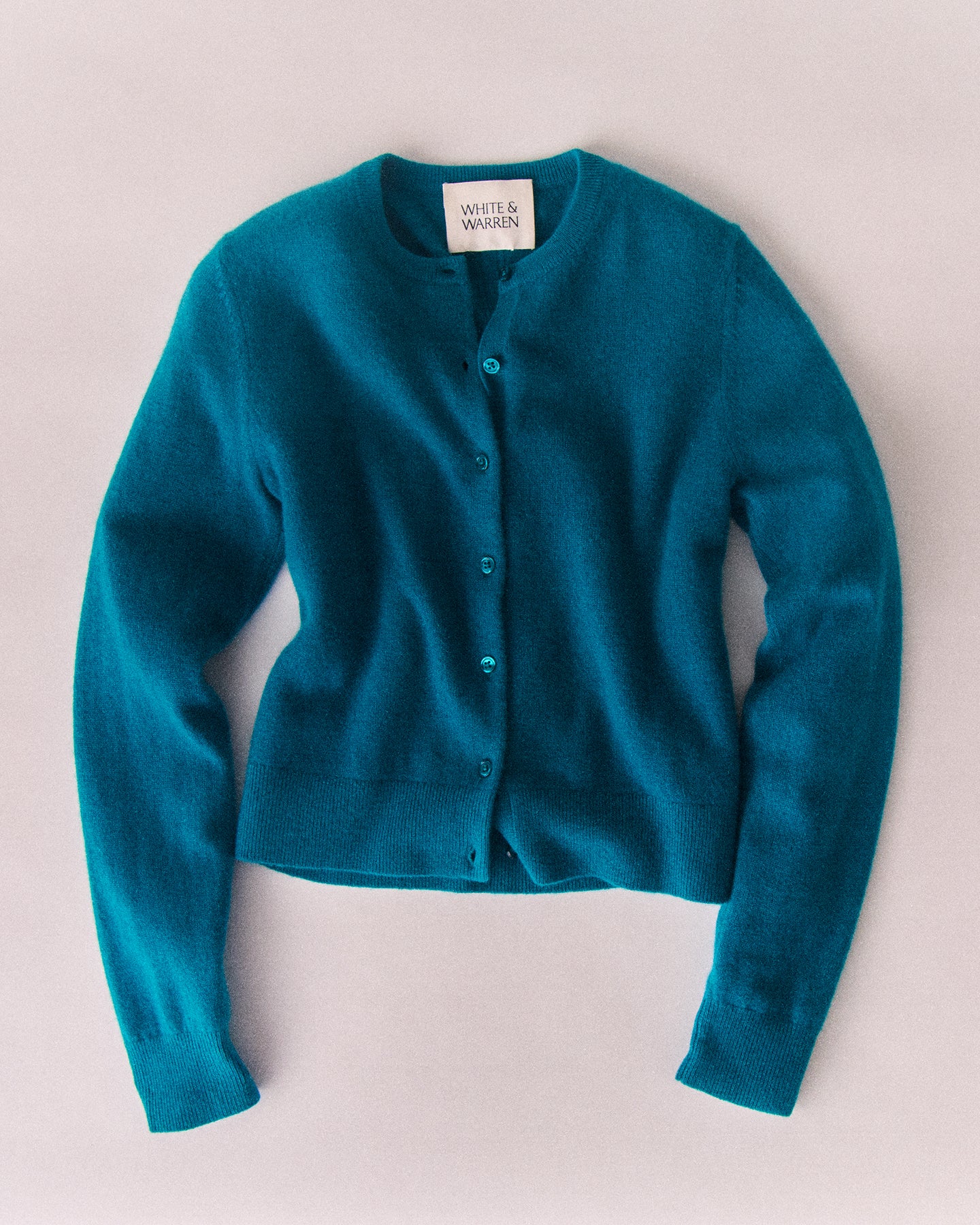 Cashmere Crewneck Cardigan | Deepwater Teal