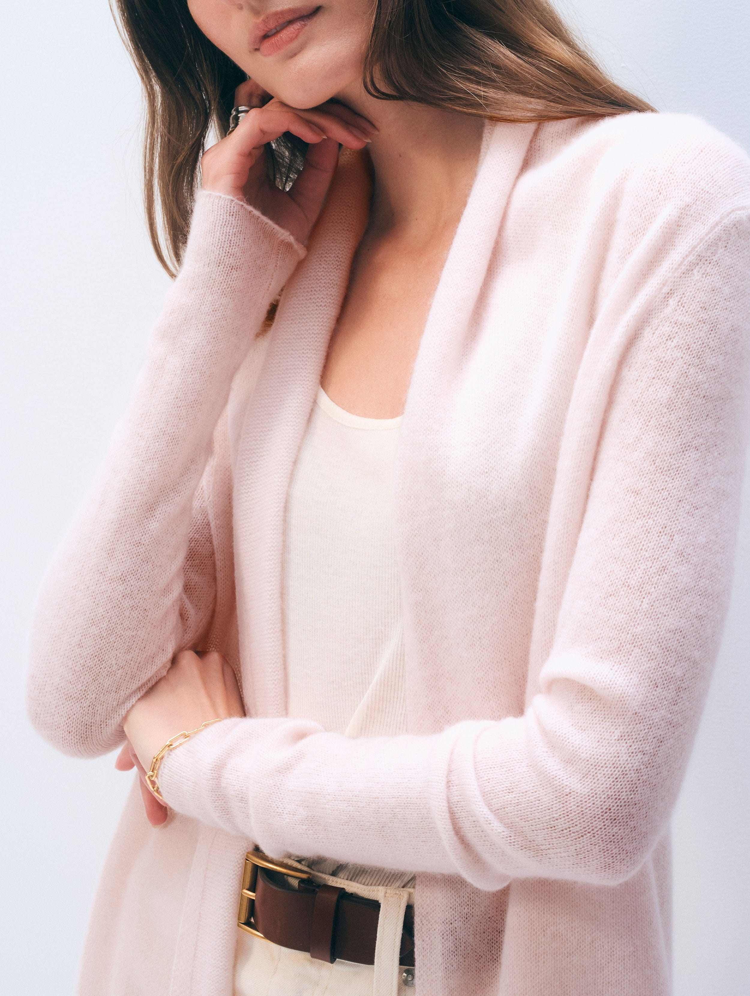 Cashmere Trapeze Cardigan | Pink Sand