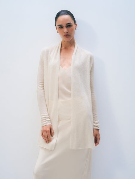 Cashmere Trapeze Cardigan Soft White S