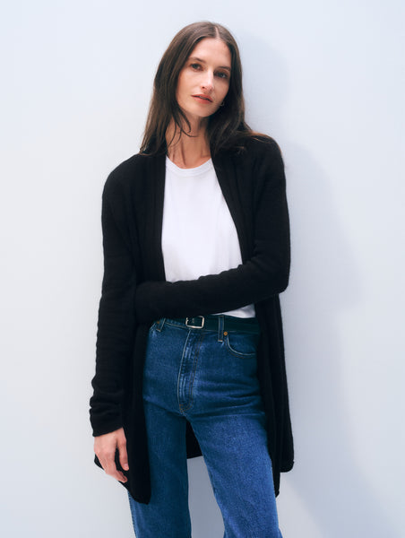 Cashmere Trapeze Cardigan | Black-