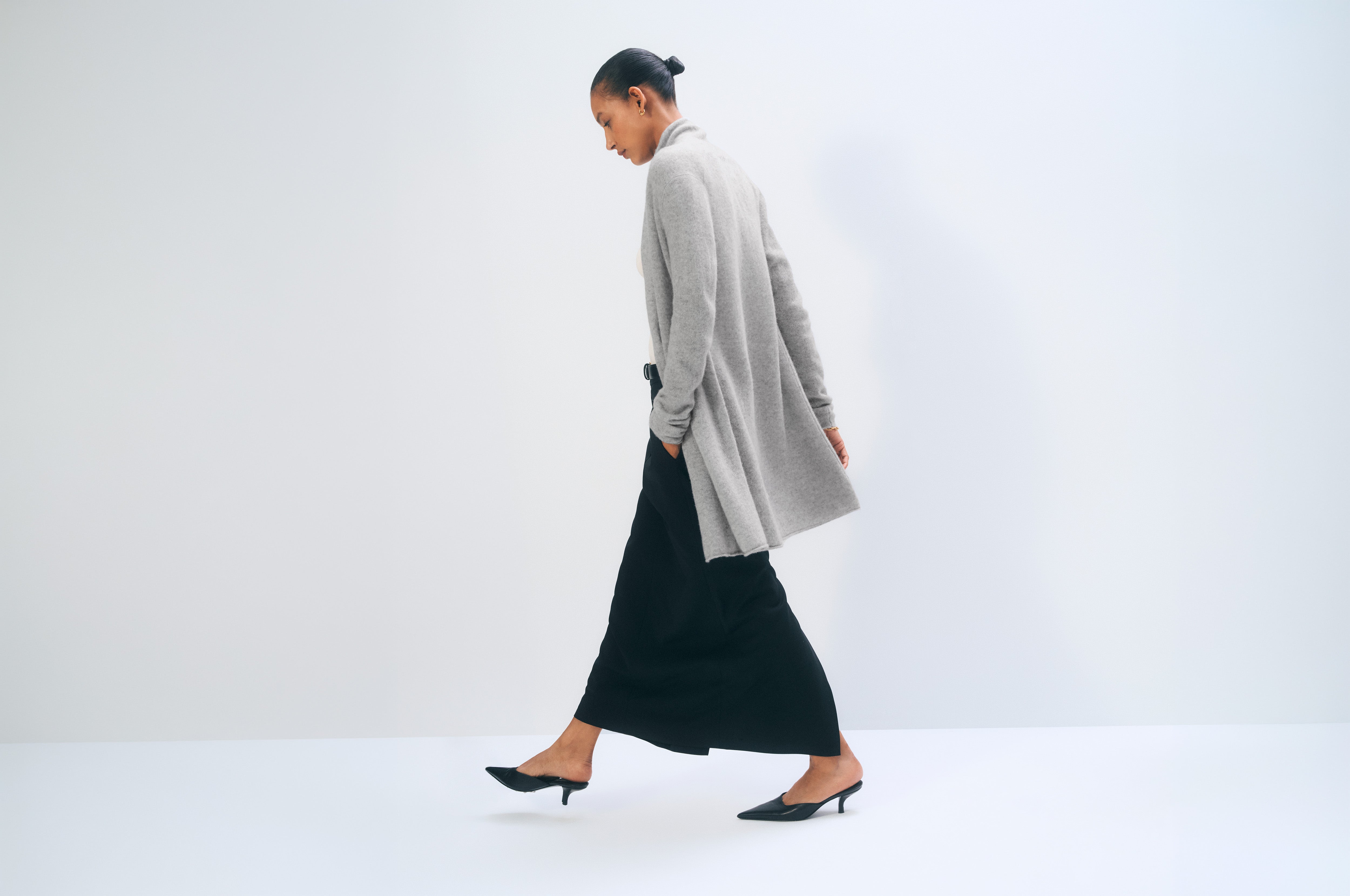 Cashmere Trapeze Cardigan | Grey Heather