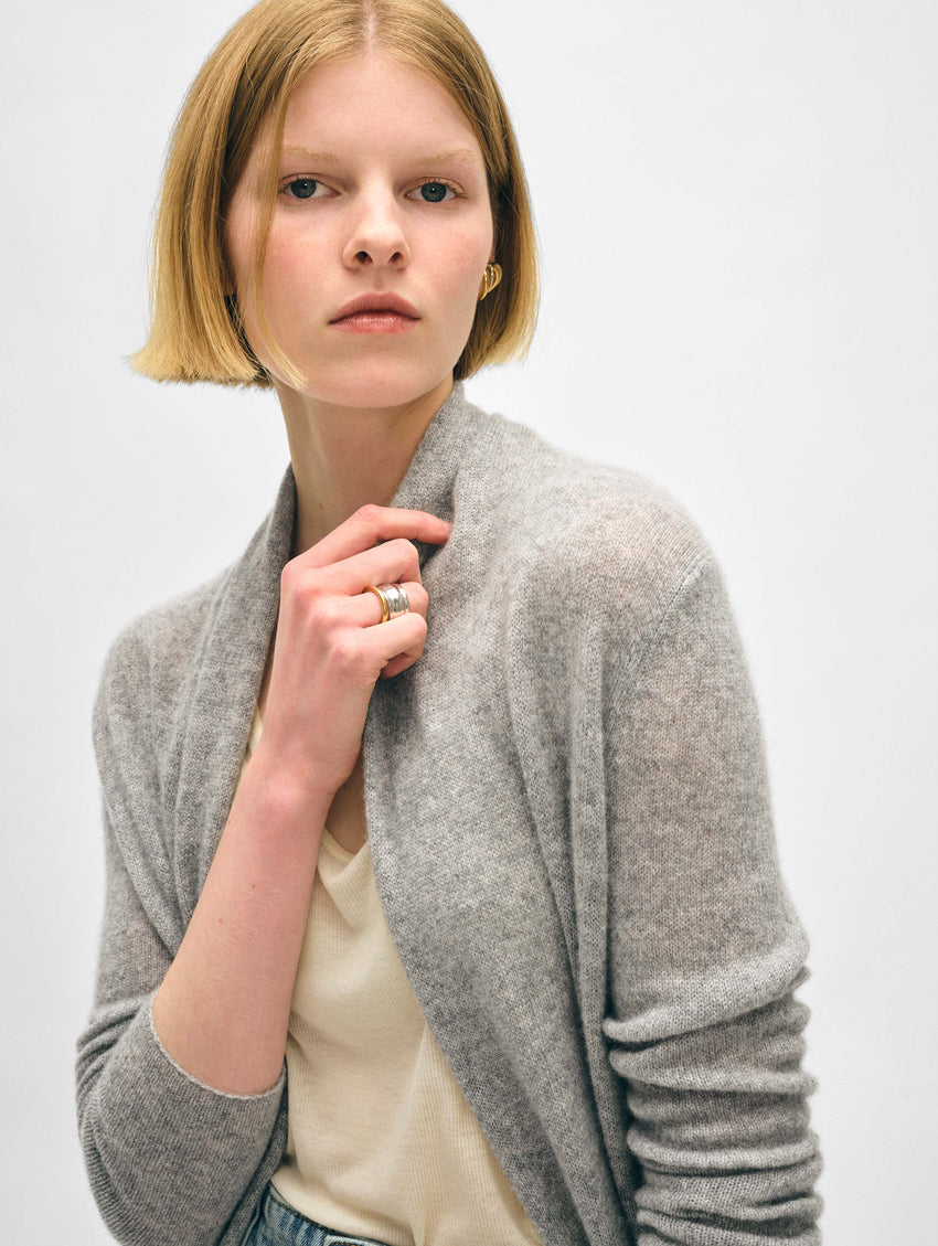 Cashmere Trapeze Cardigan White Warren