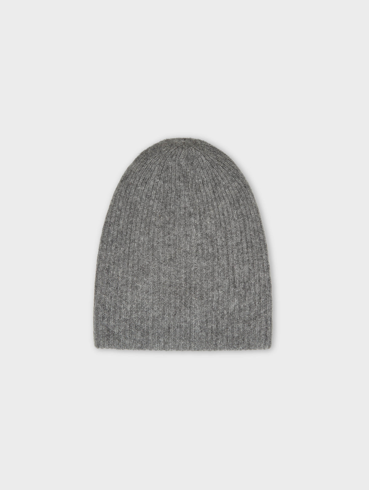Cashmere Ribbed Beanie | Graphite Heather