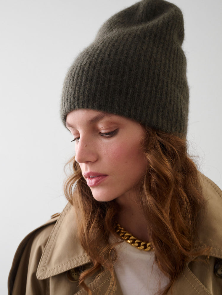 Cashmere Plush Rib Beanie