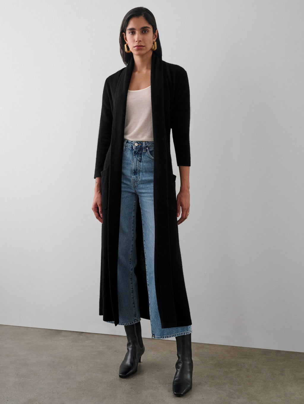 Long Cashmere Robe White + Warren