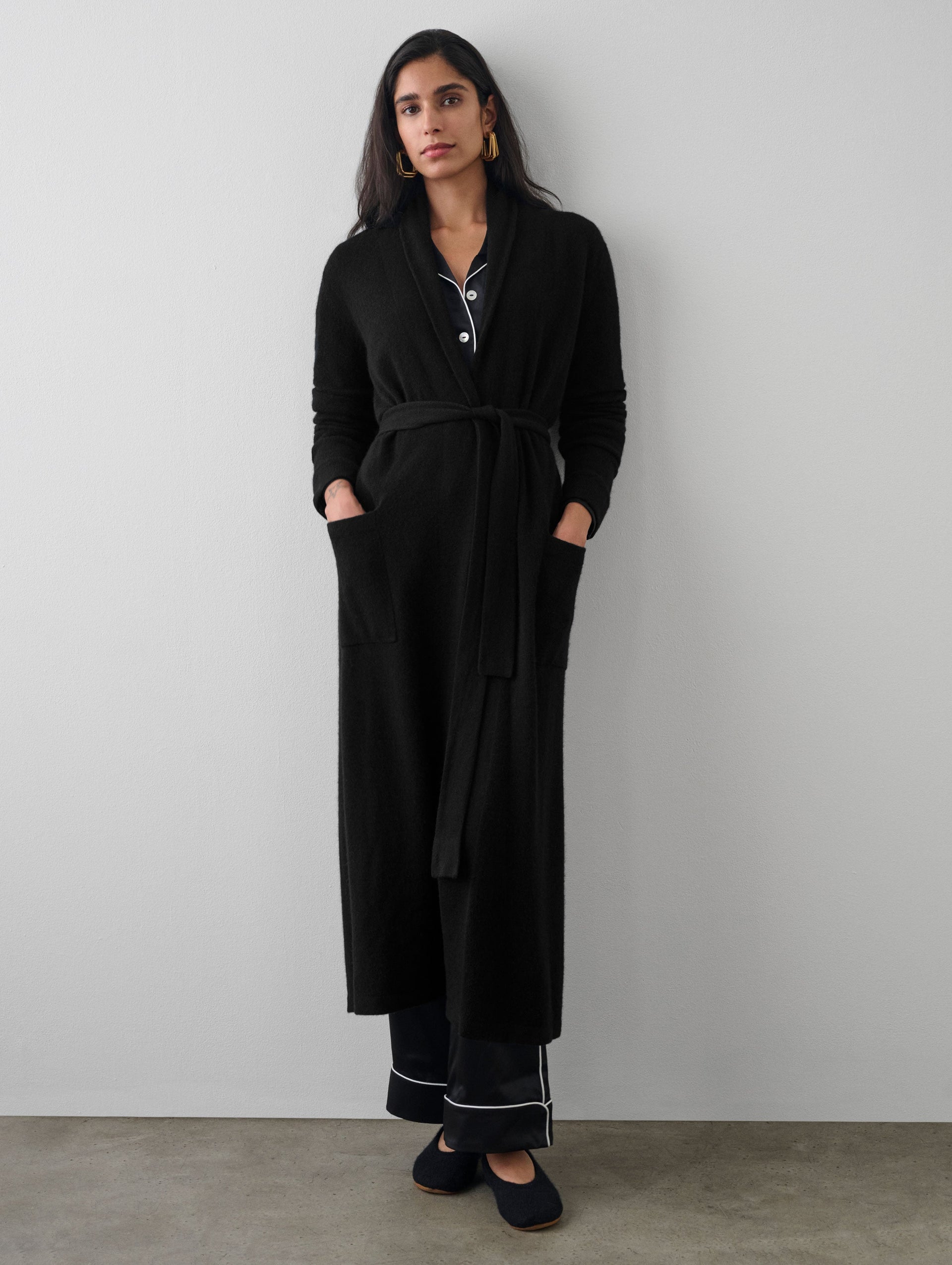 Long Cashmere Robe White + Warren