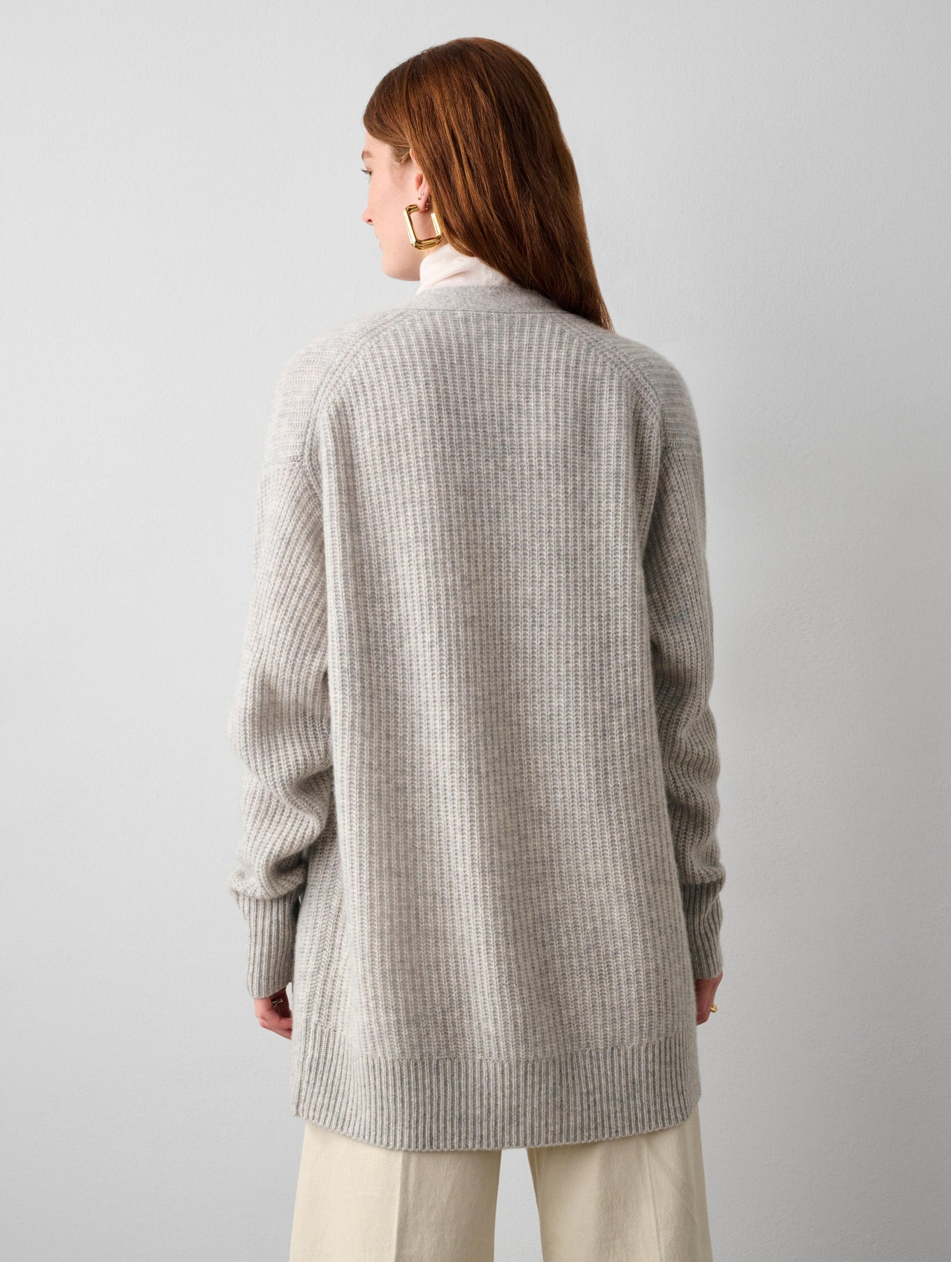 Cashmere Ribbed Patch Pocket Cardigan