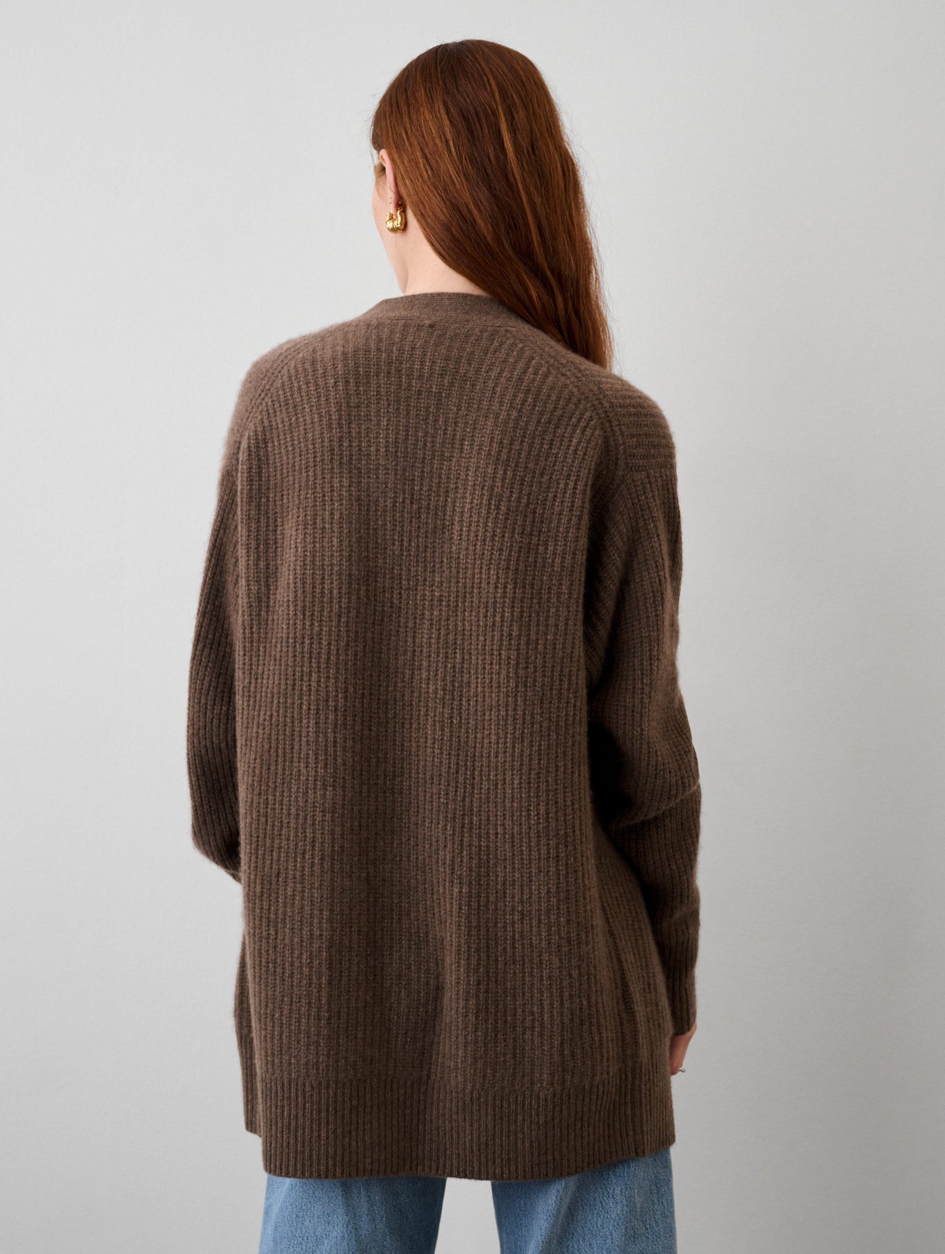 Cashmere Ribbed Patch Pocket Cardigan