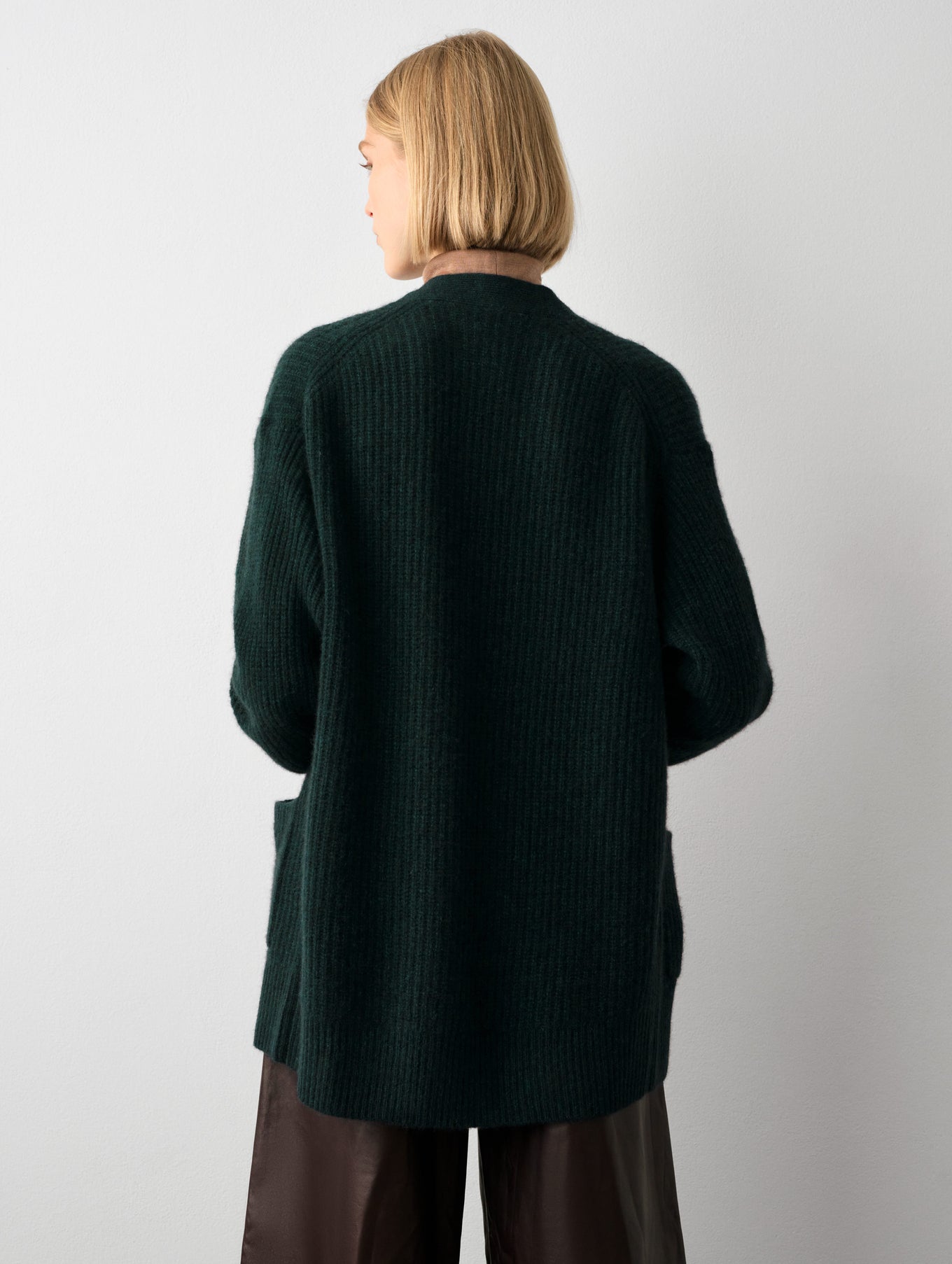 Cashmere Ribbed Patch Pocket Cardigan