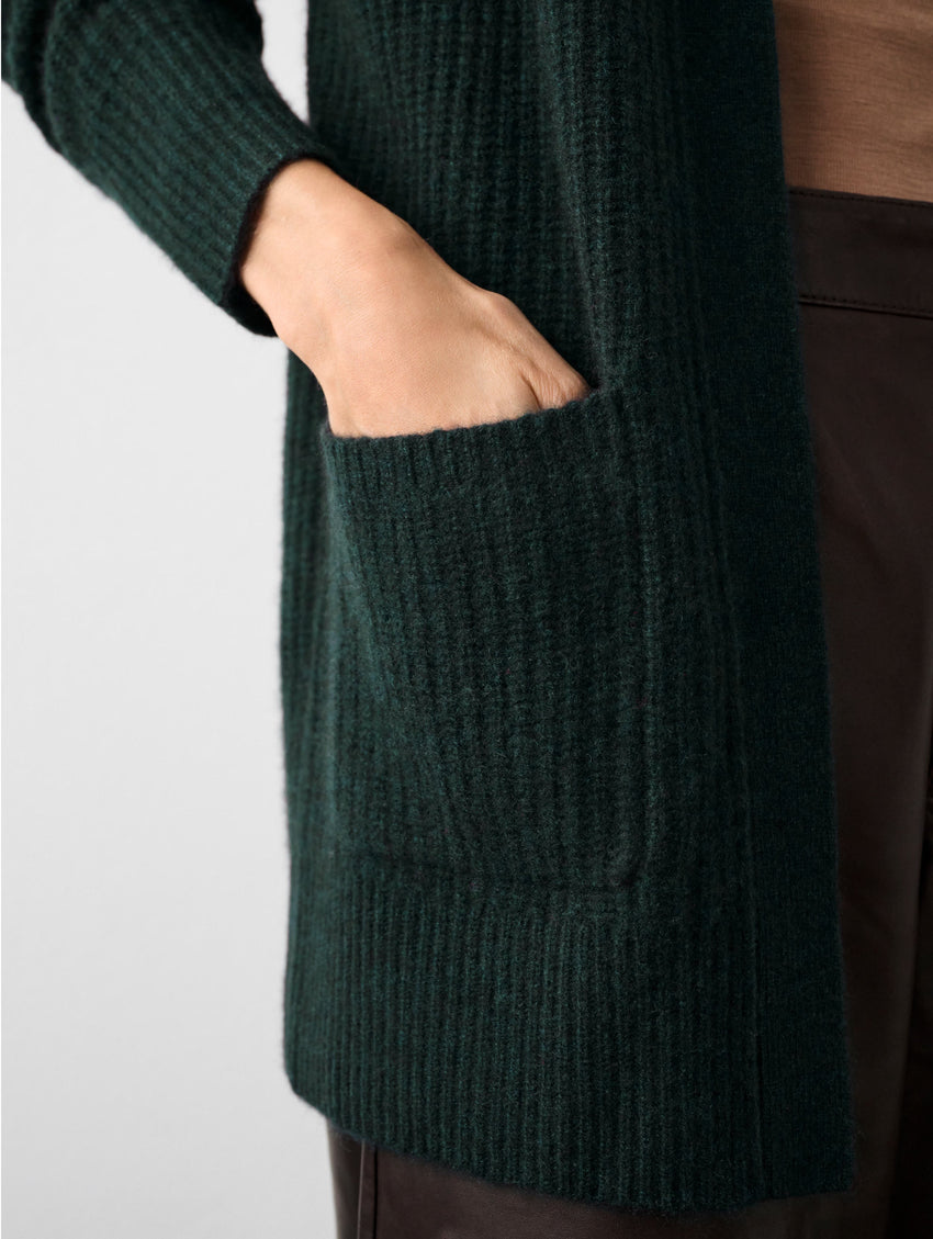 Cashmere Ribbed Patch Pocket Cardigan