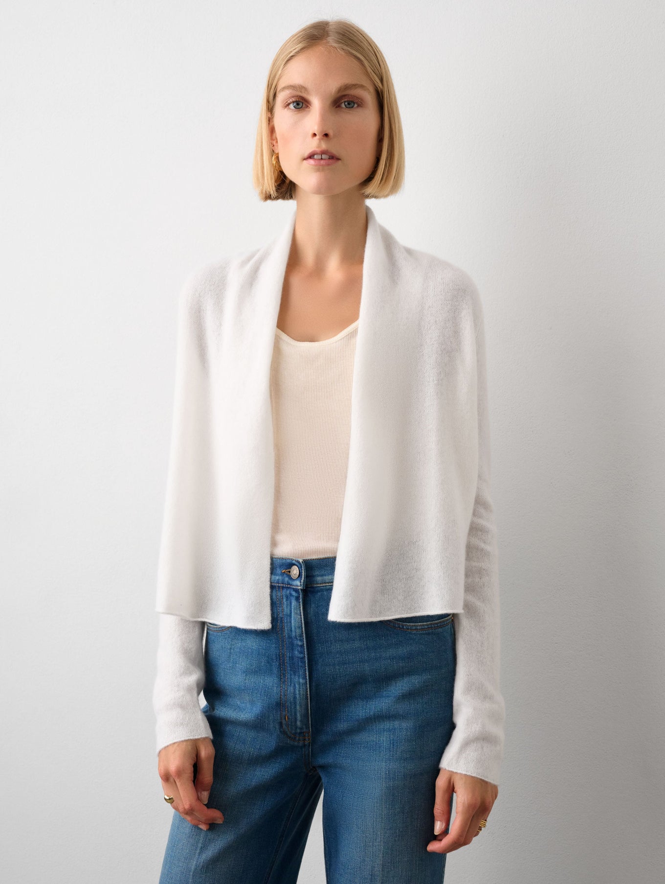 Cashmere Cropped Trapeze Cardigan