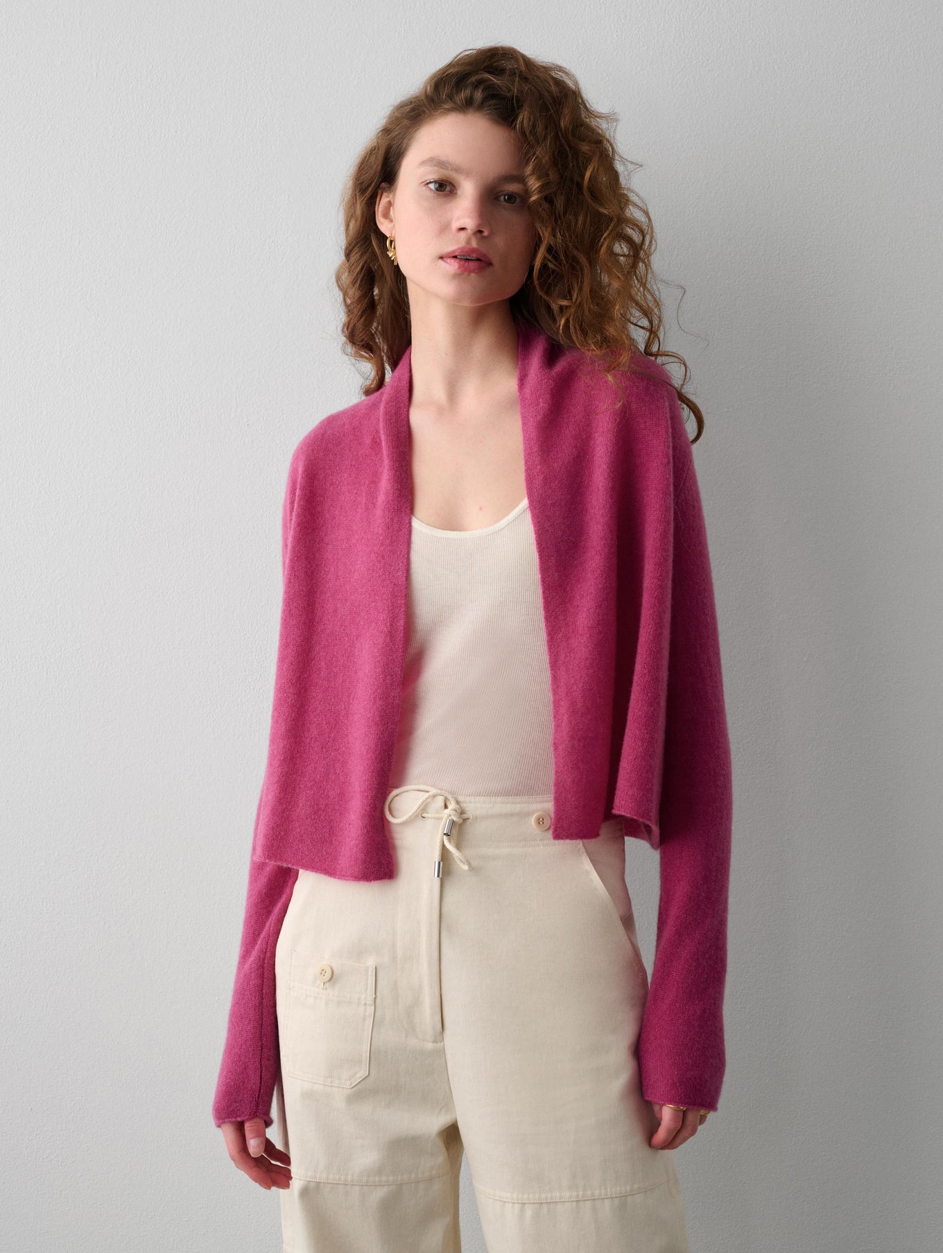 Cashmere Cropped Trapeze Cardigan