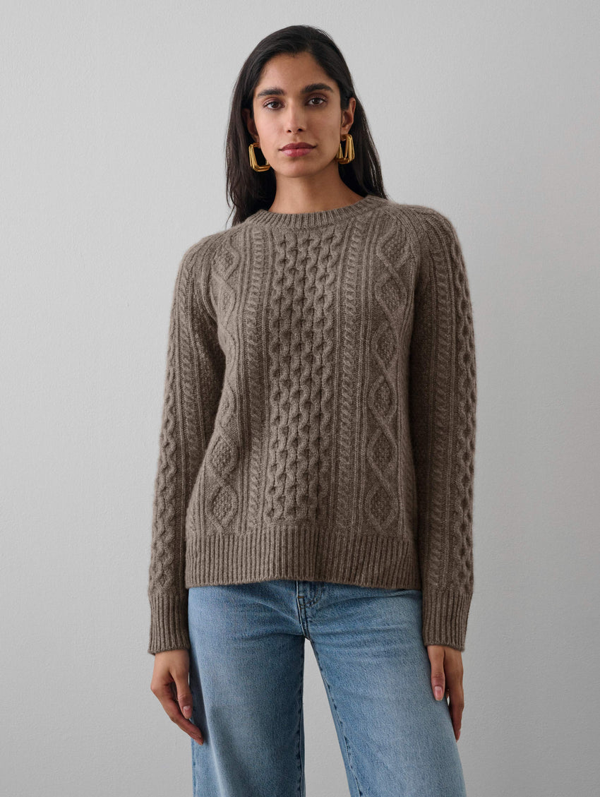 Luxe Cashmere Cable Crewneck