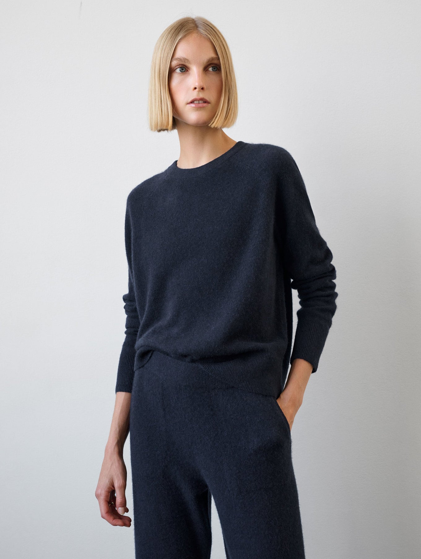 Cashmere Rib Trim Sweatshirt