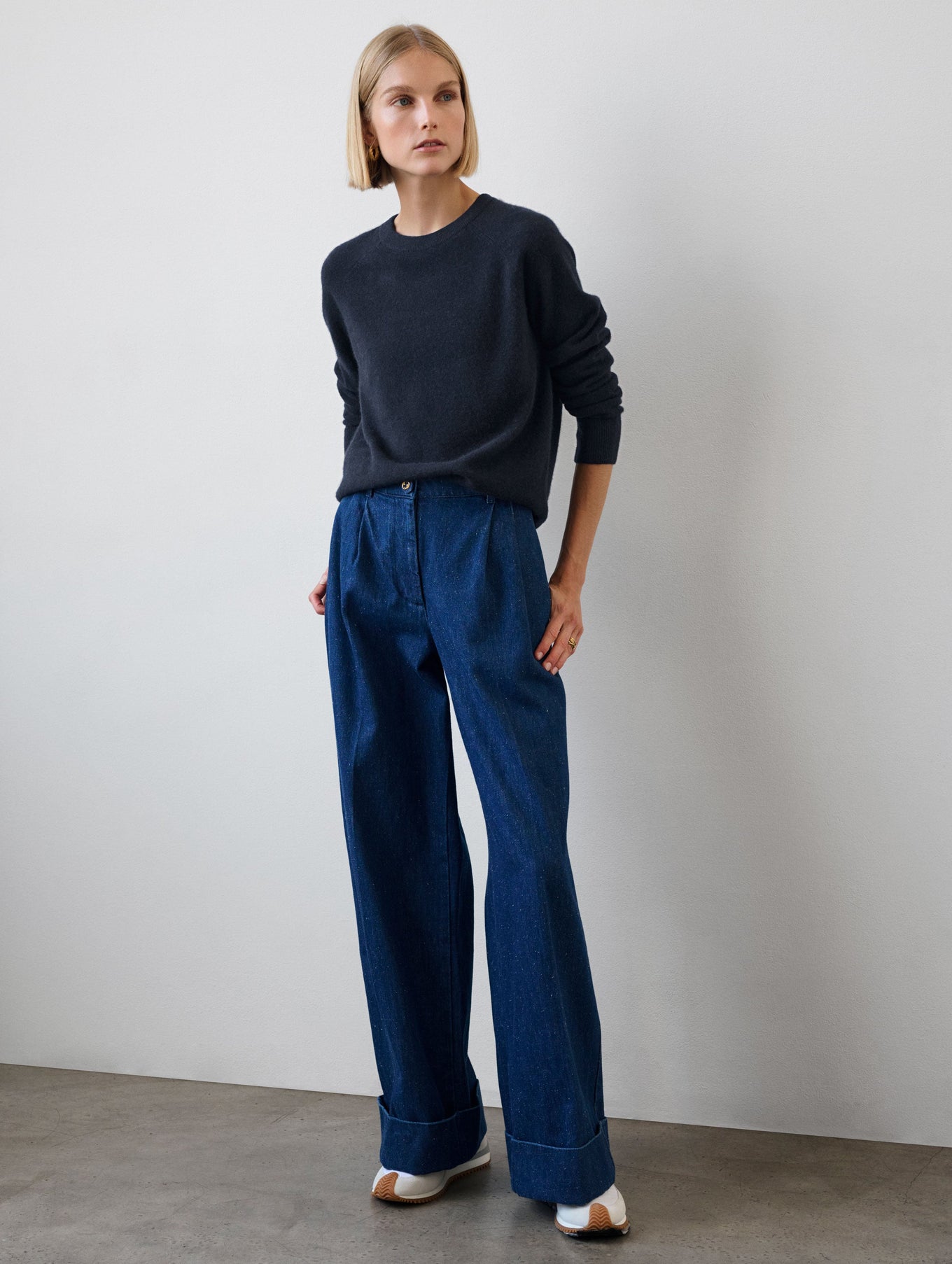 Cashmere Rib Trim Sweatshirt
