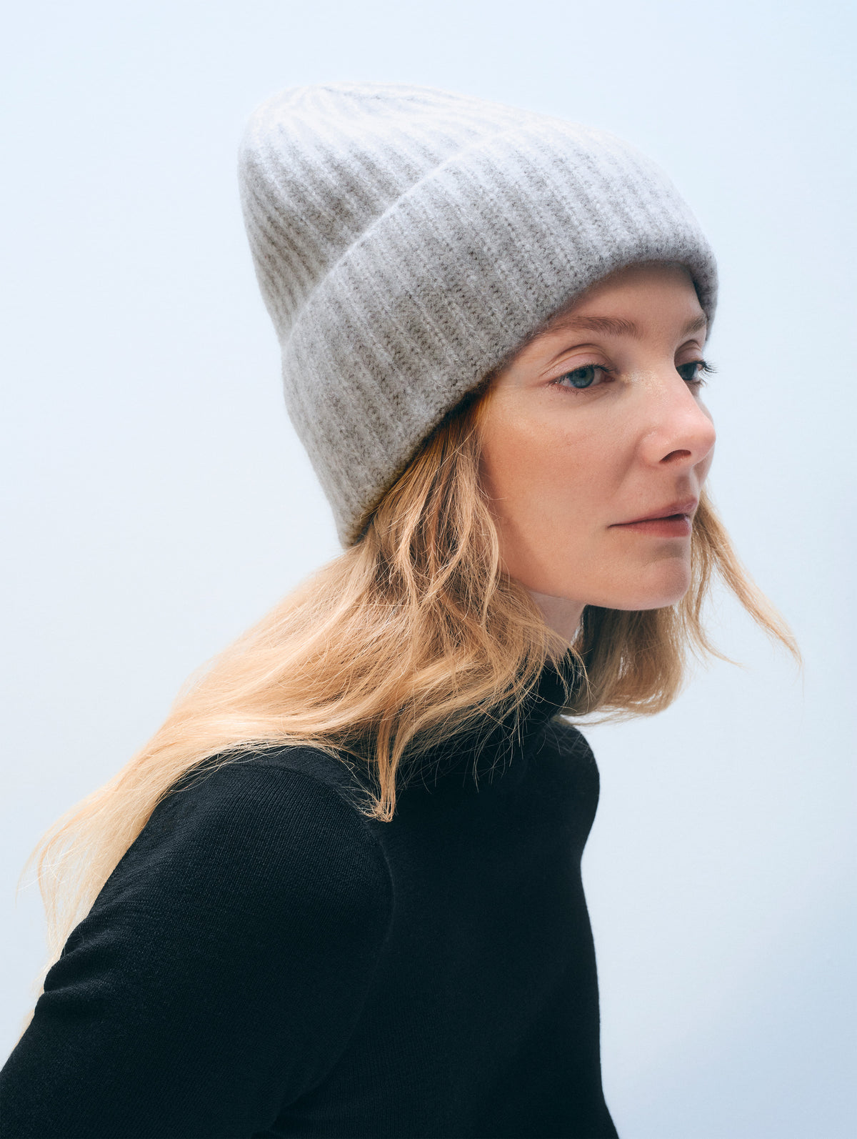 Cashmere Luxe Ribbed Beanie | Grey Heather