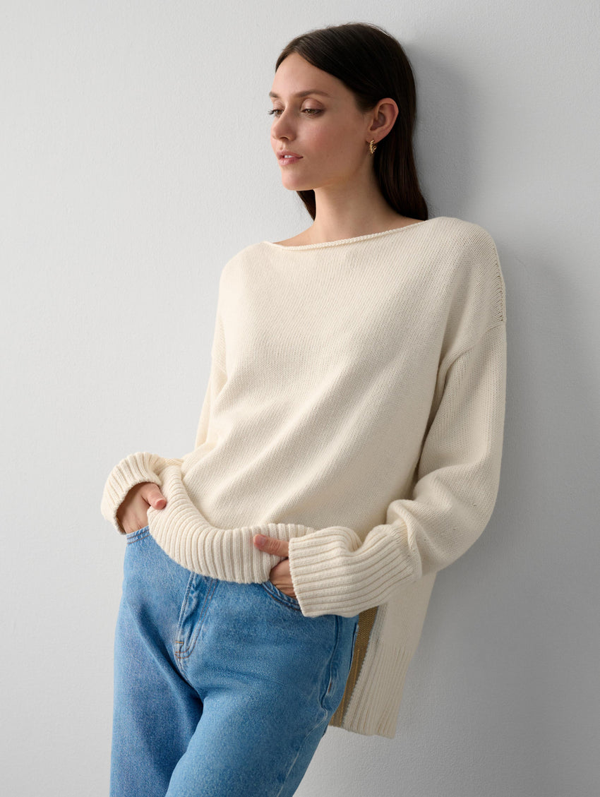 Cotton Boatneck Sweater