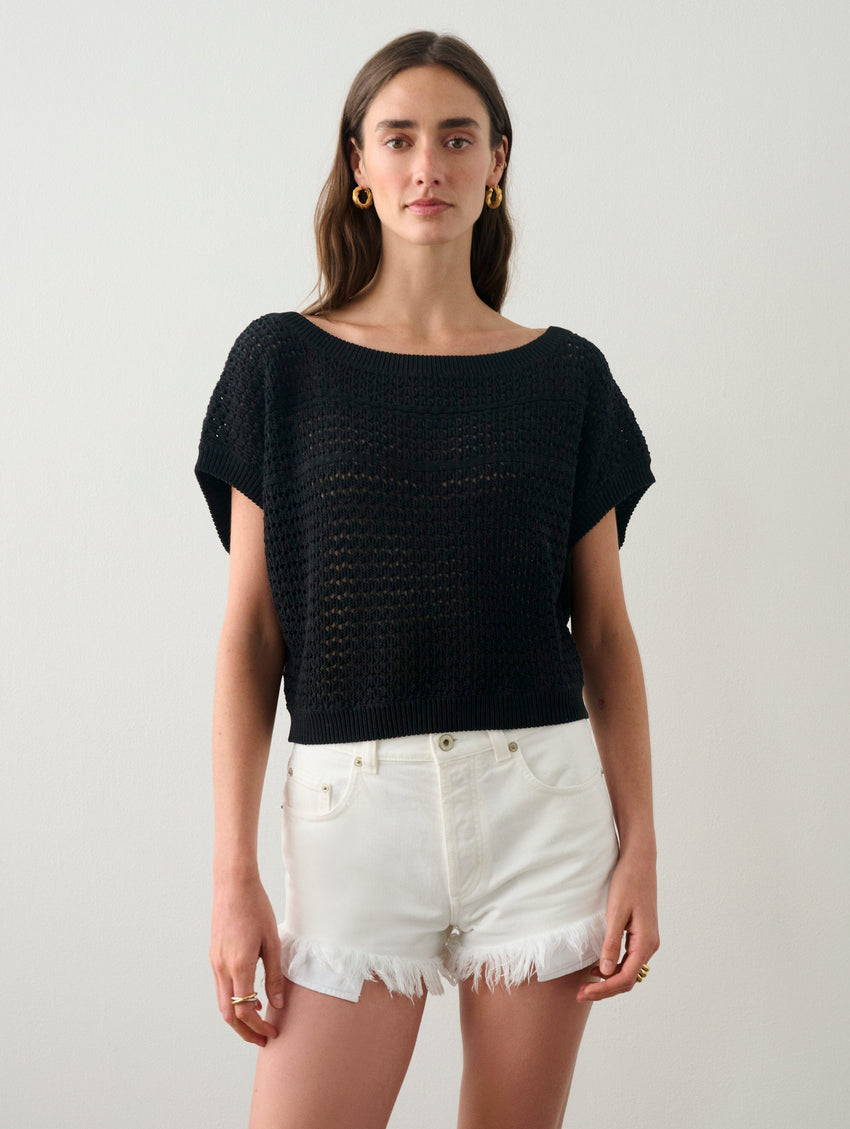 Mercerized Cotton Mesh Top