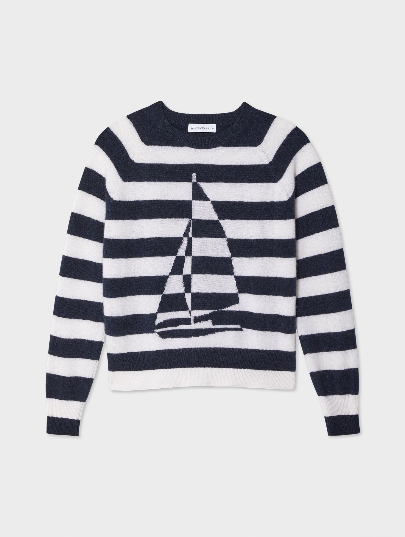 Cashmere Sailboat Stripe Crewneck