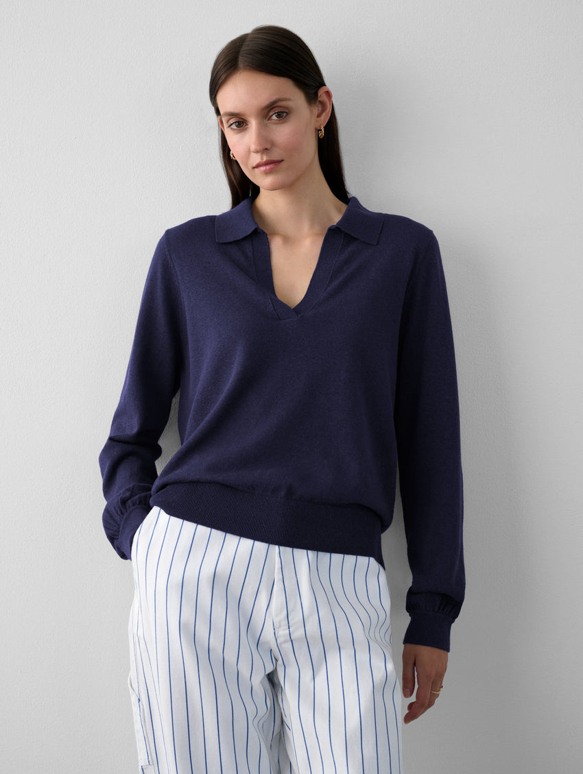Cotton Hemp Gauze Polo Sweater