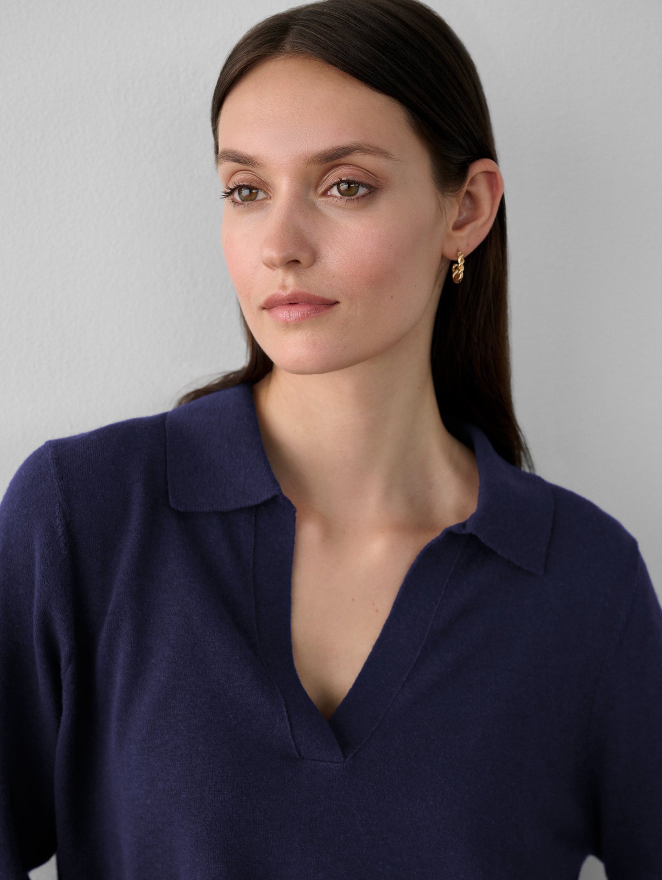 Cotton Hemp Gauze Polo Sweater