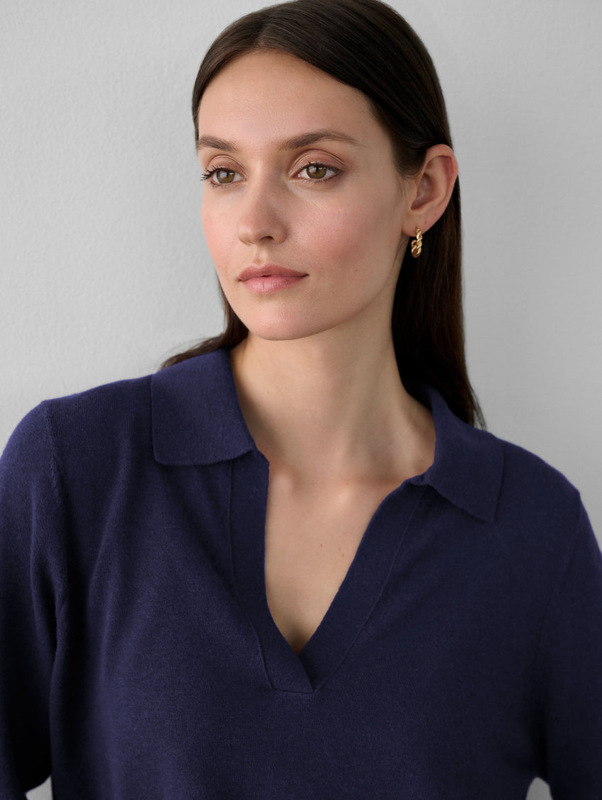 Cotton Hemp Gauze Polo Sweater