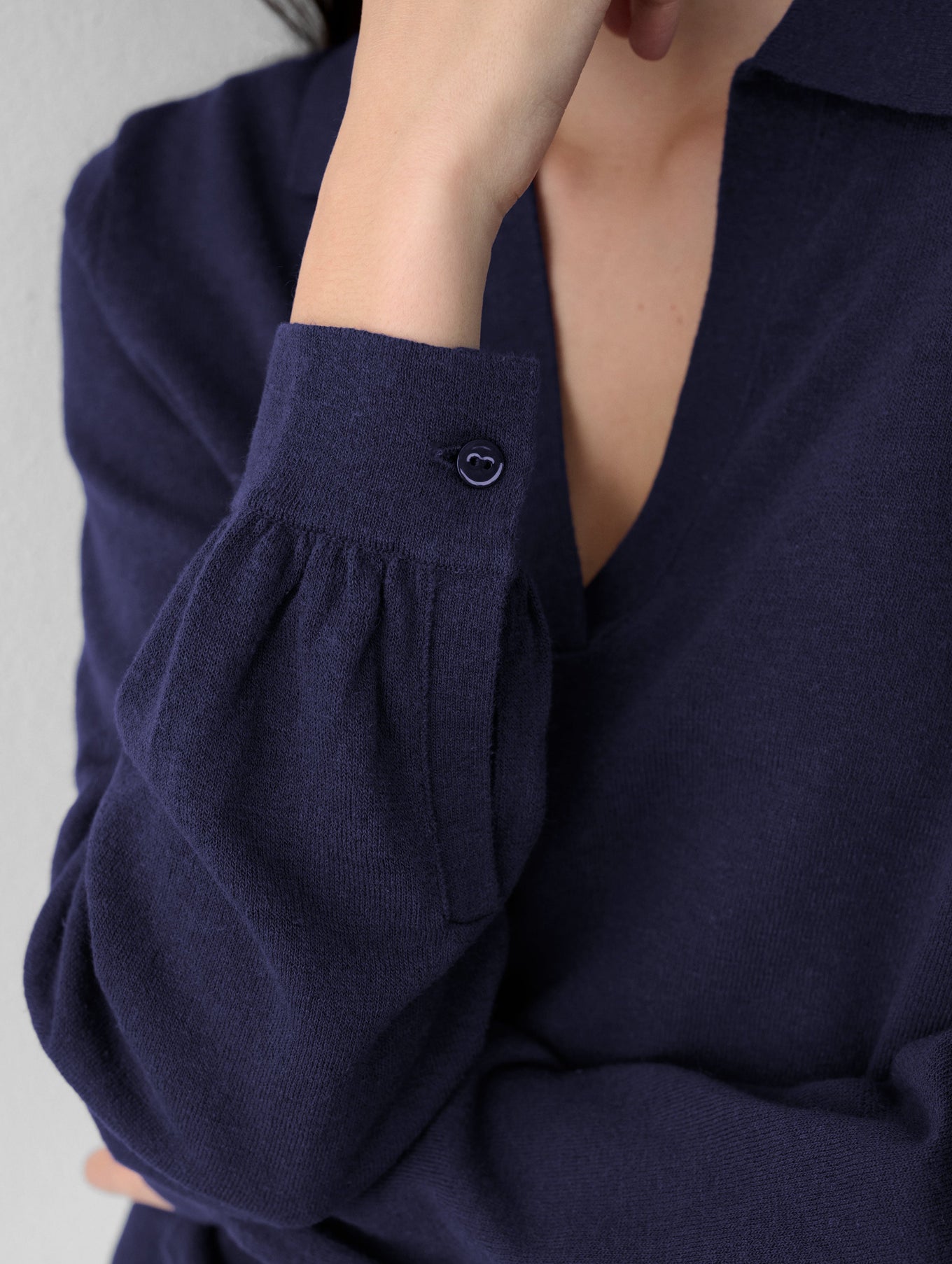 Cotton Hemp Gauze Polo Sweater