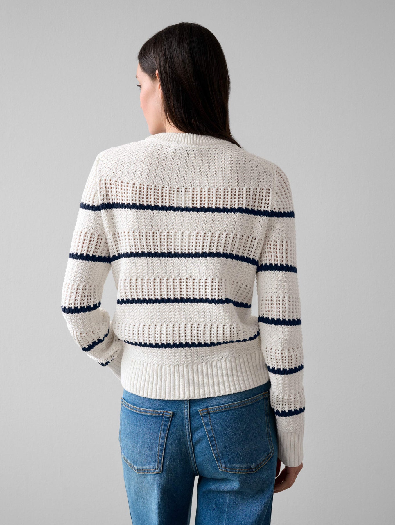 Cotton Tape Striped Crewneck