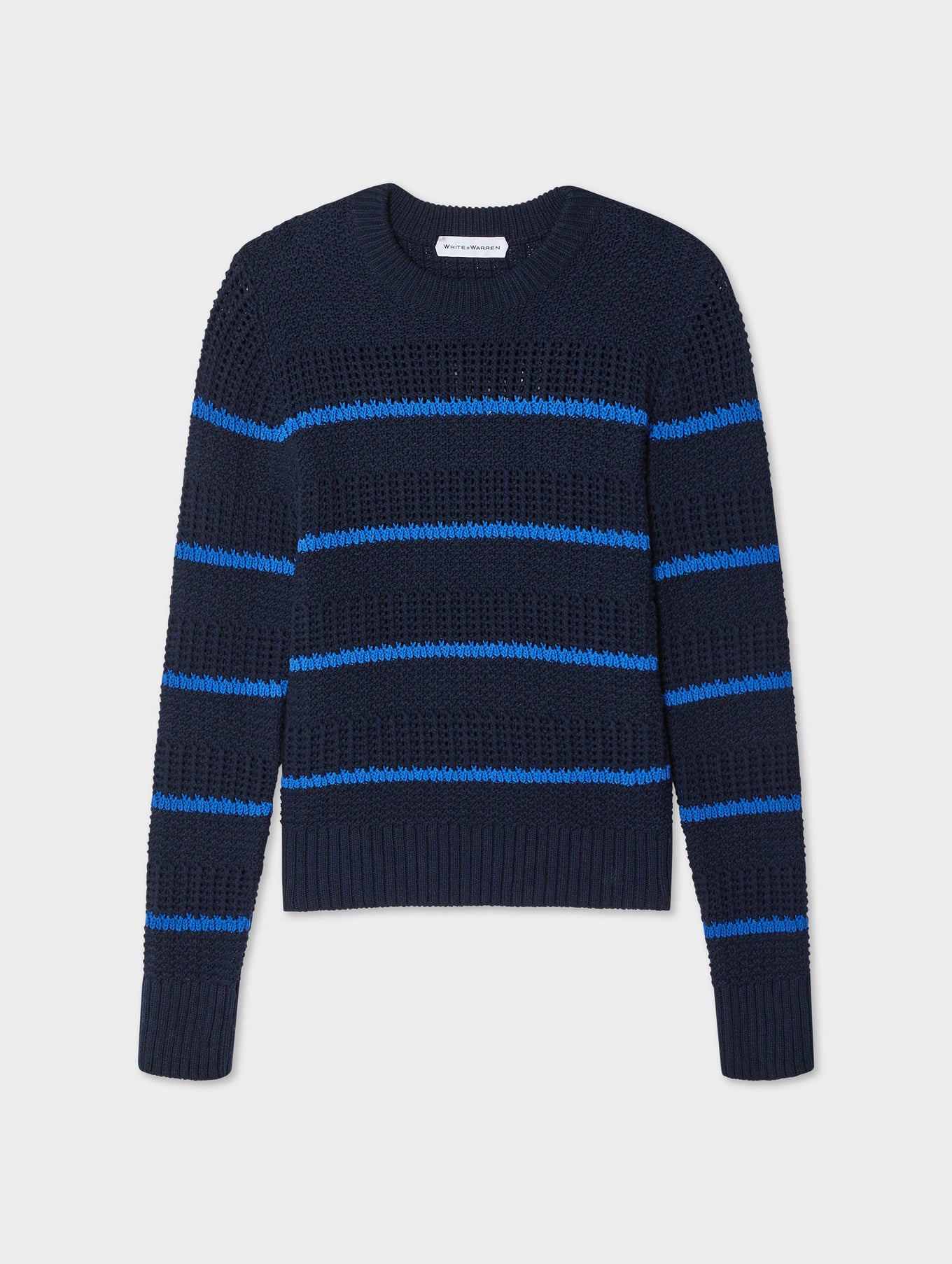 Cotton Tape Striped Crewneck