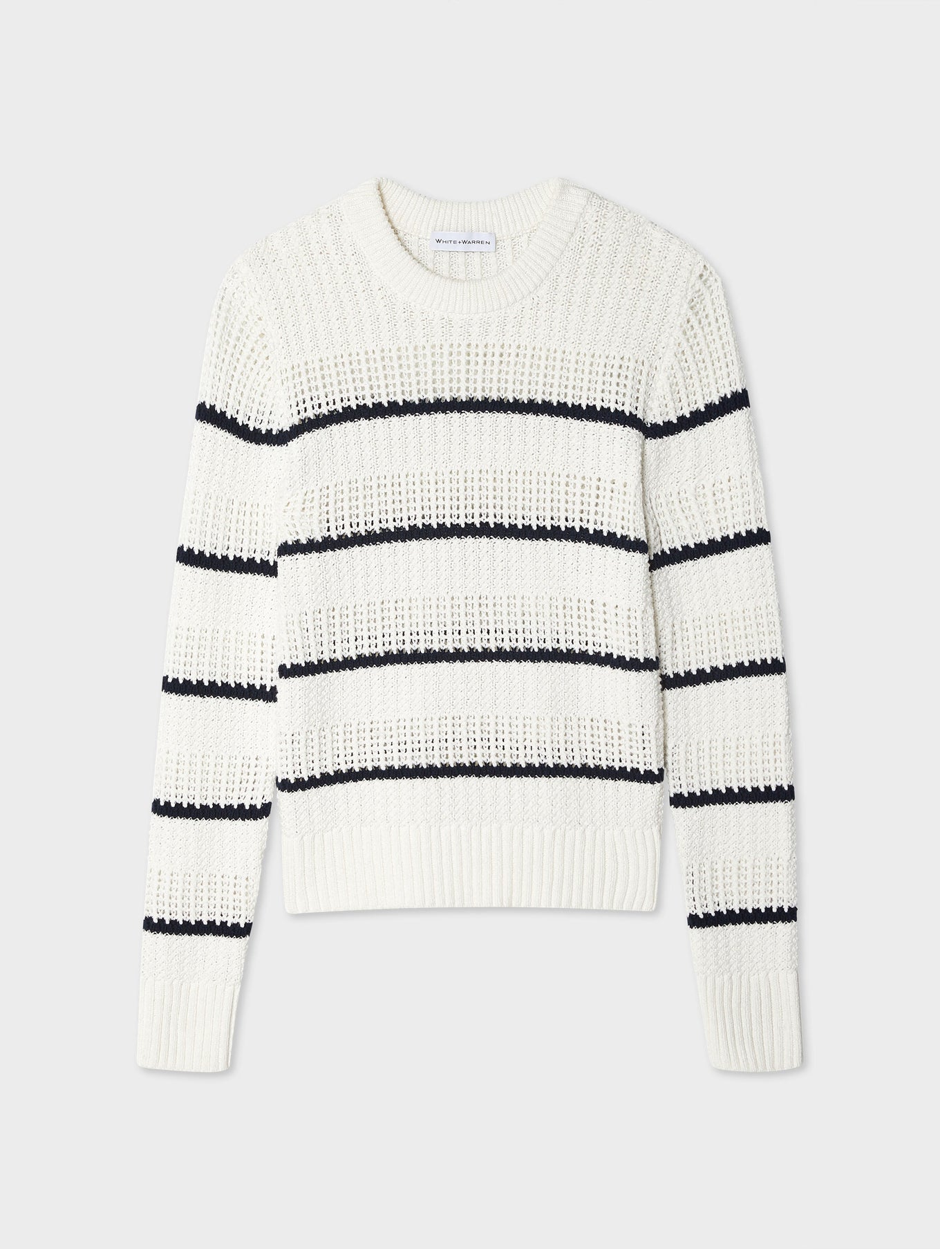 Cotton Tape Striped Crewneck