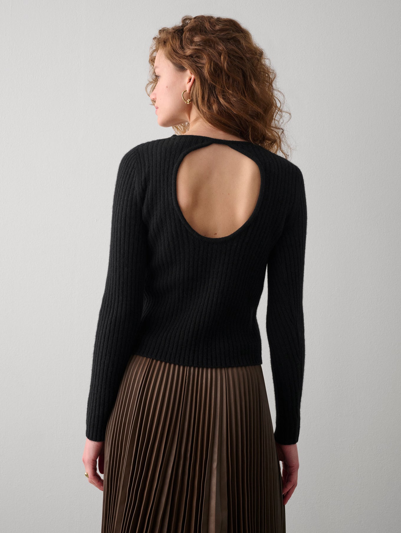 Cashmere Ribbed Open Back Top
