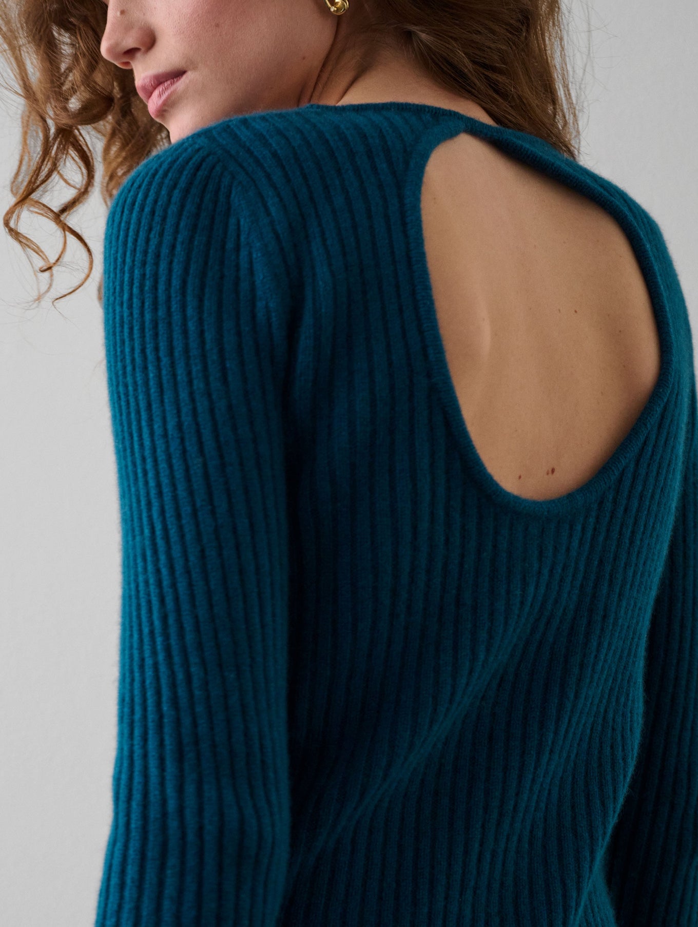 Cashmere Ribbed Open Back Top