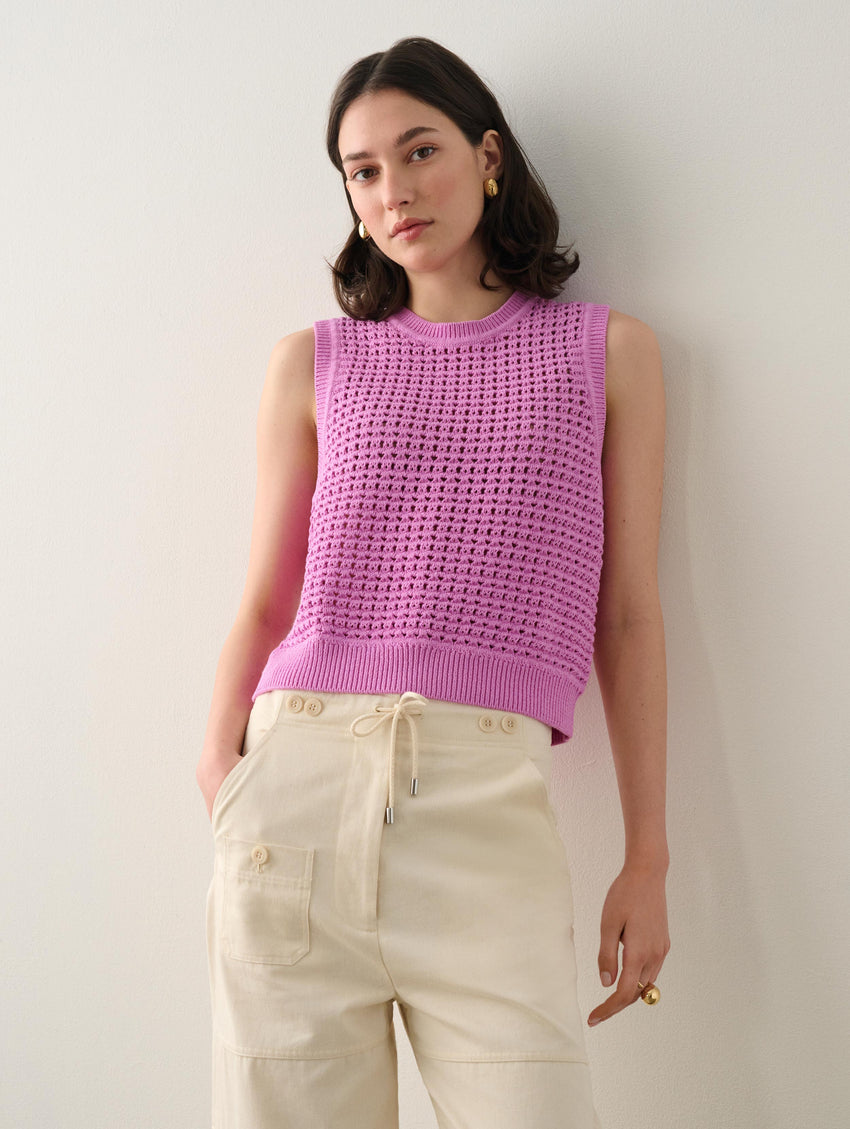 Cotton Blend Mesh Tank