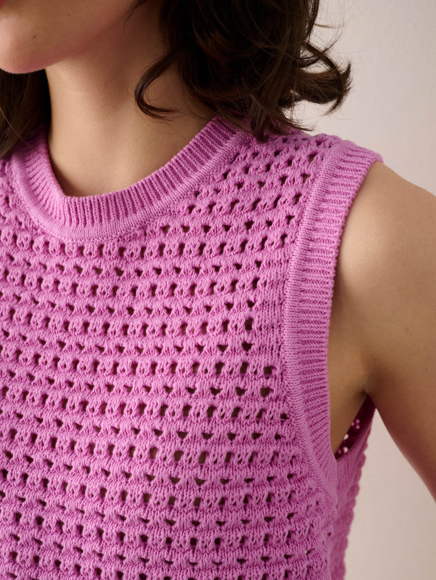 Cotton Blend Mesh Tank