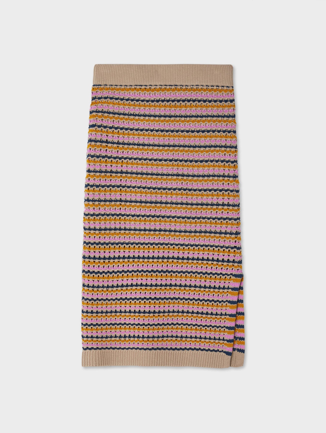 Cotton Blend Striped Mesh Skirt