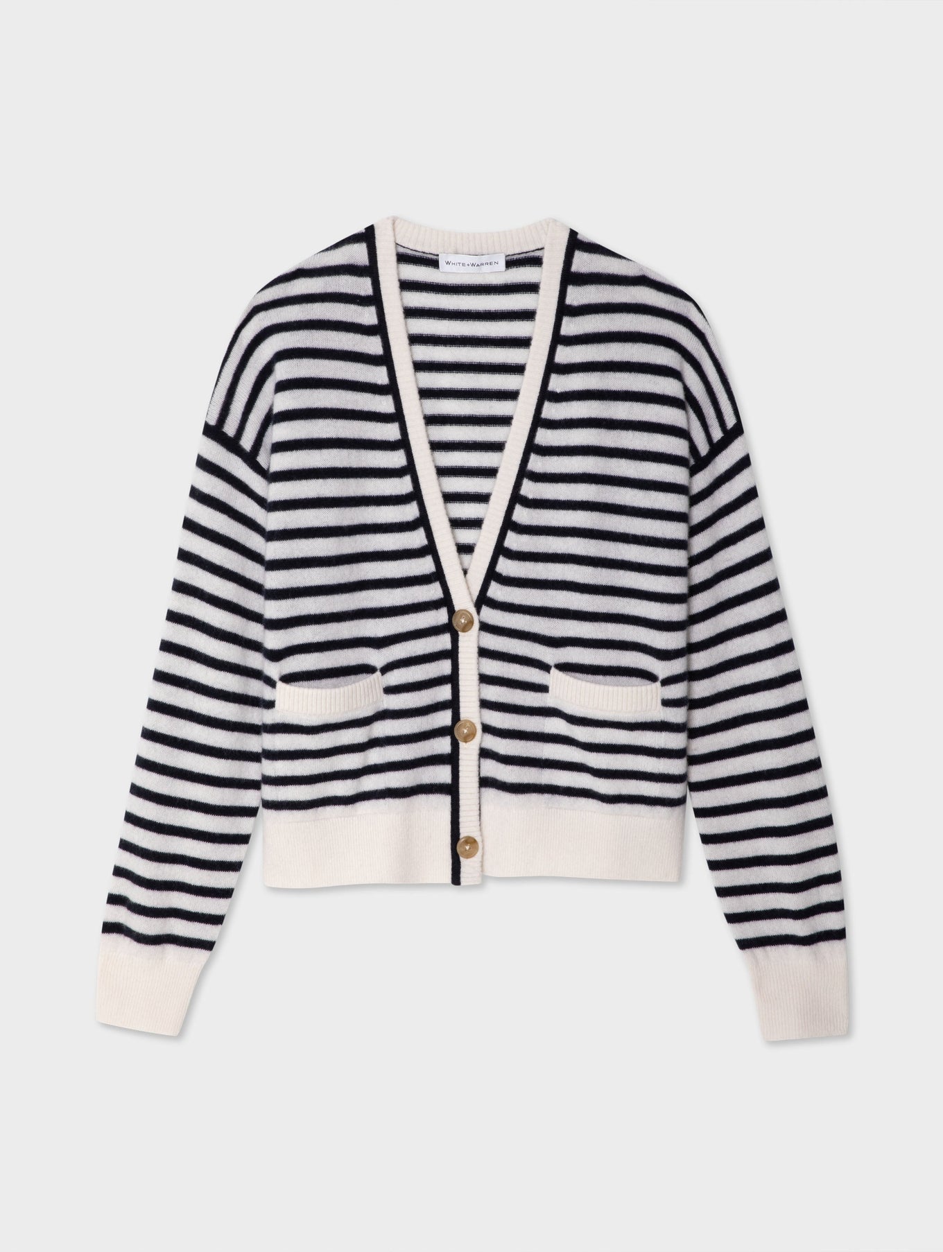 Cashmere Striped Pocket Cardigan