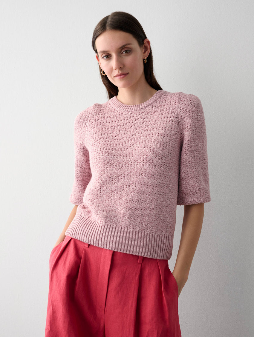 Cotton Textured Puff Sleeve Top