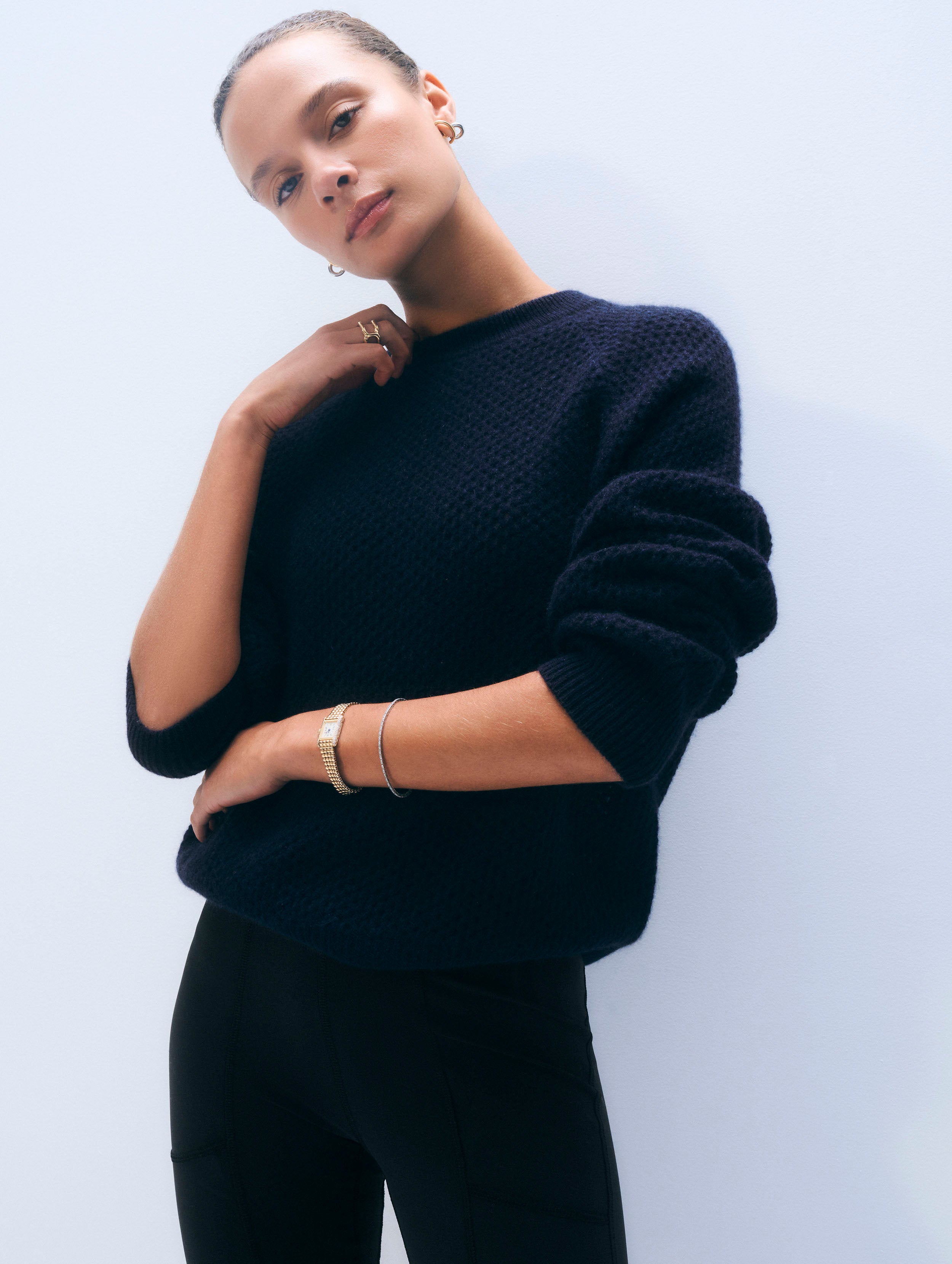 Cashmere Mesh Sweatshirt | Deep Navy