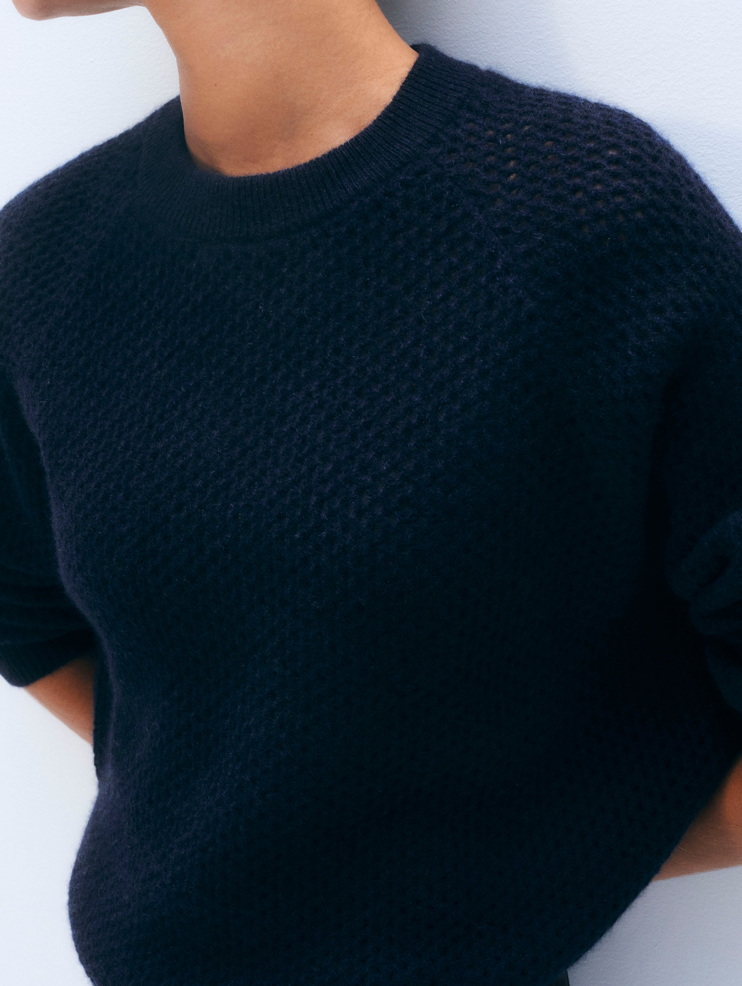 Cashmere Mesh Sweatshirt | Deep Navy