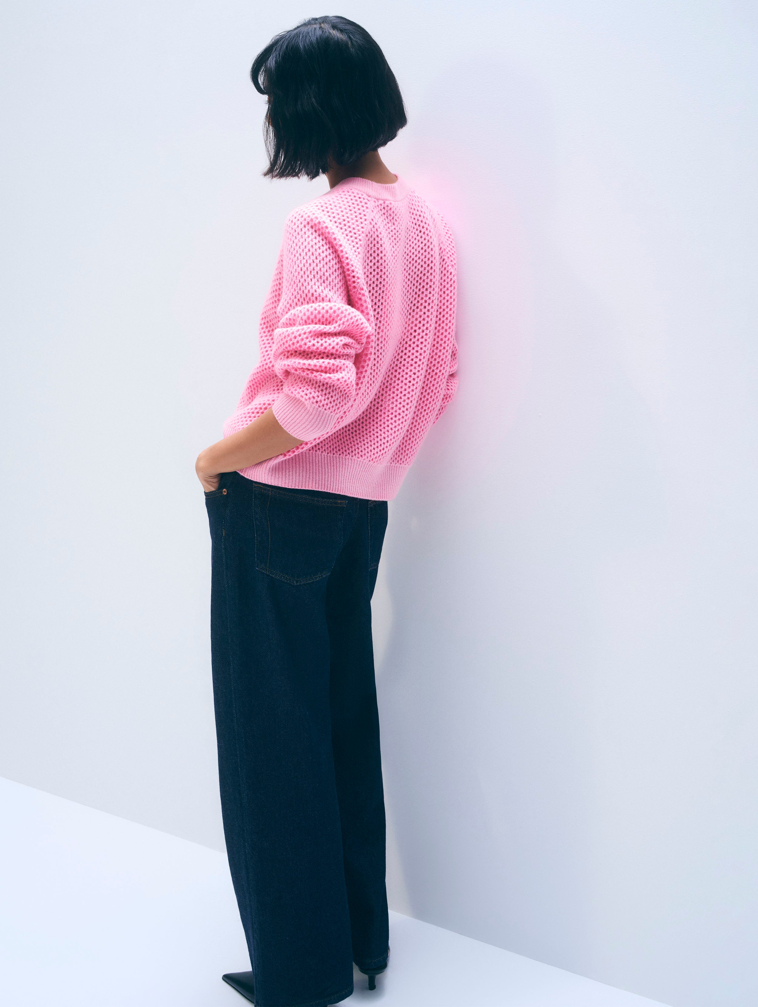 Cashmere Mesh Sweatshirt | Pink Buds